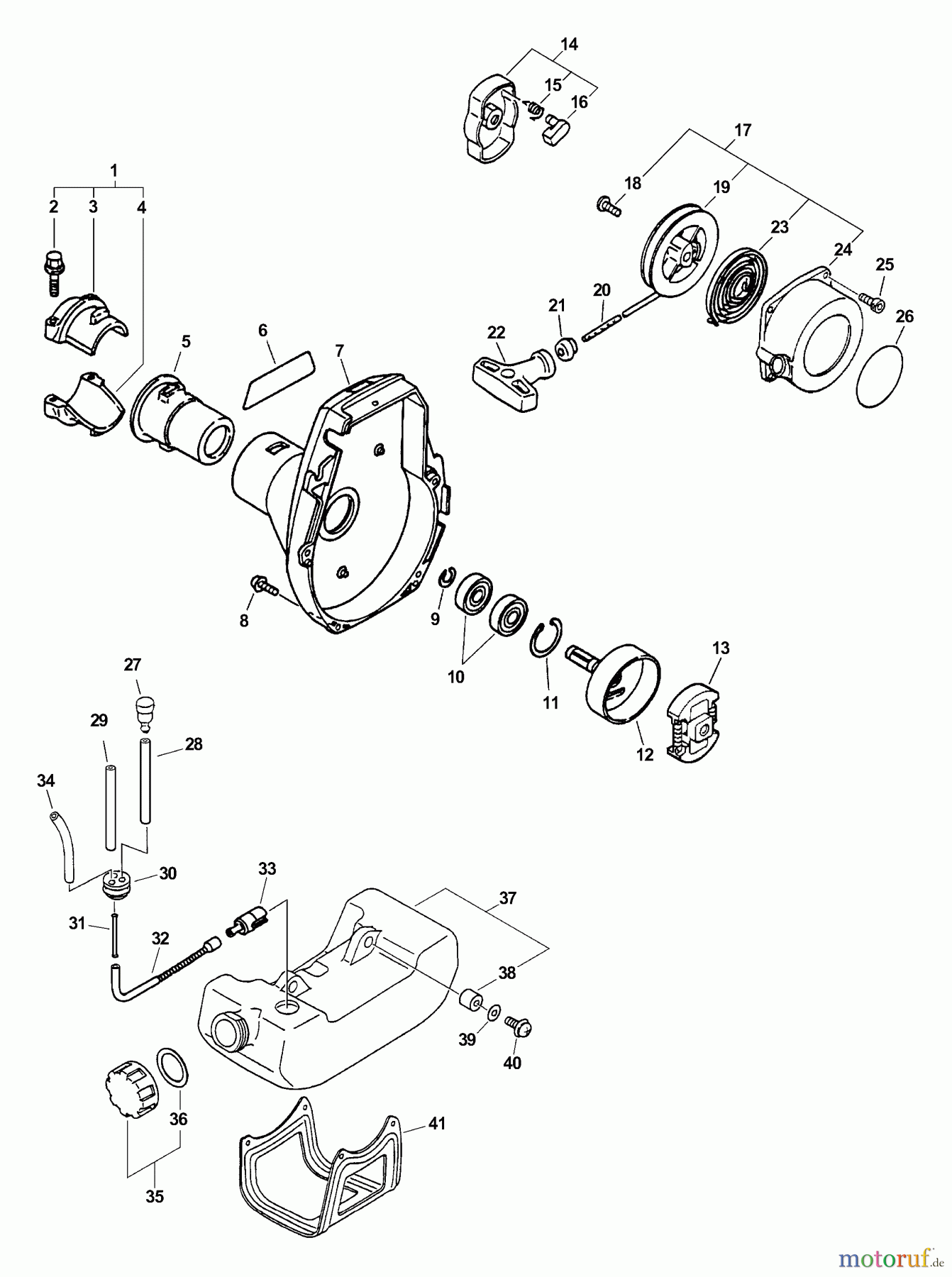 Echo Heckenscheren SHC-2400 - Echo Shaft Hedge Trimmer (Type 1) Starter, Fan Case, Clutch, Fuel System