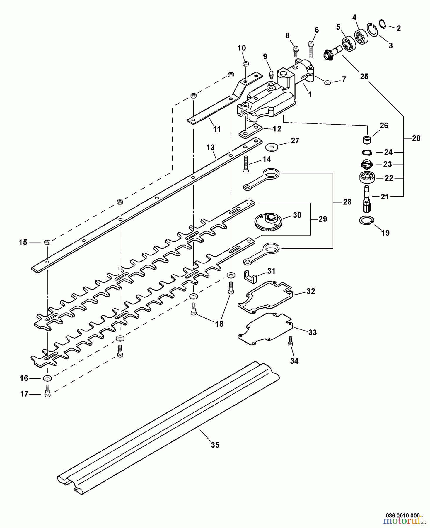 Echo Heckenscheren SHC-260 - Echo Shaft Hedge Trimmer, S/N: S84613001001 - S84613999999 Gear Case, Blades
