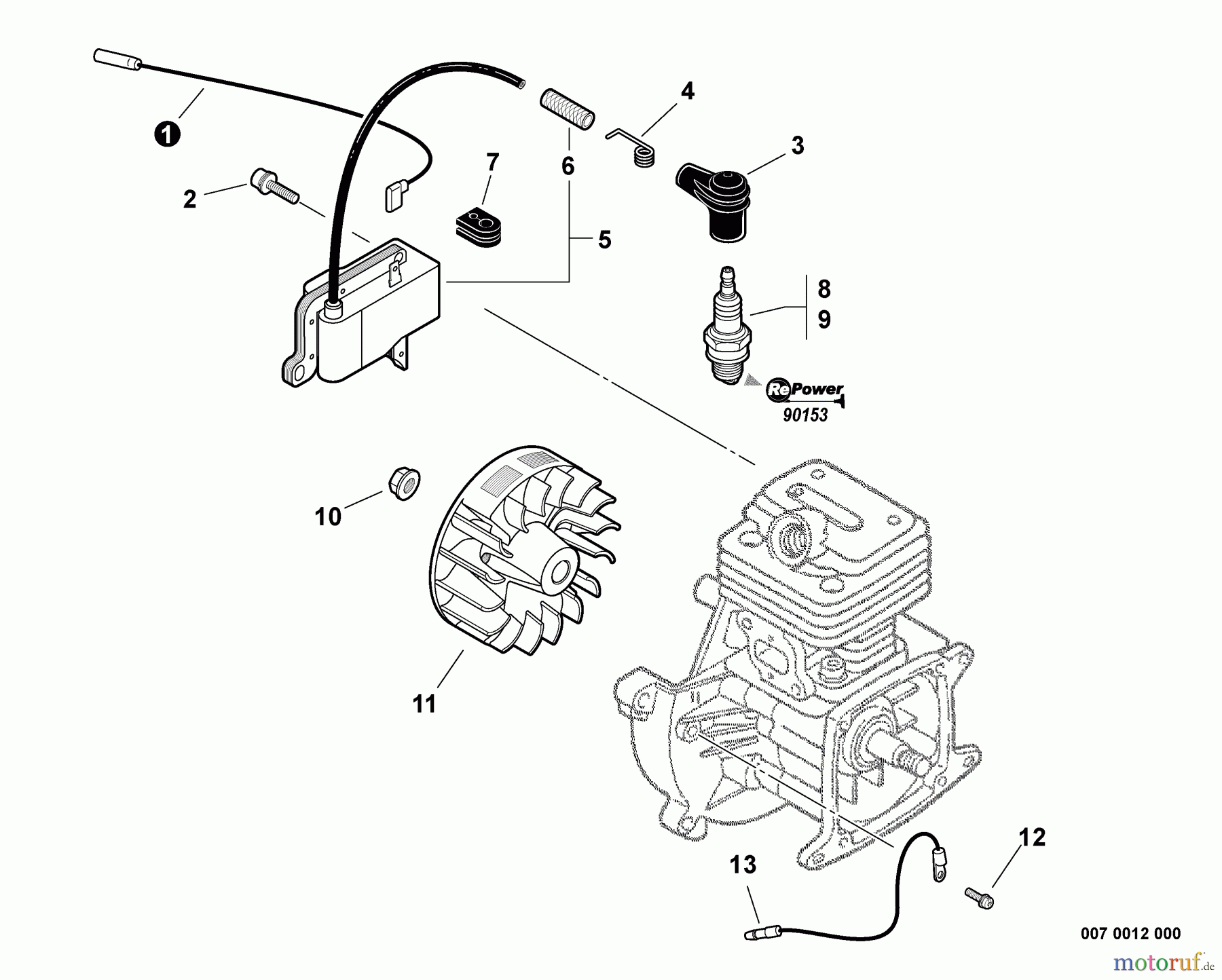 Echo Trimmer, Faden / Bürste SRM-260U - Echo String Trimmer/Brush Cutter, S/N:S74912001001 - S7491299999 Ignition