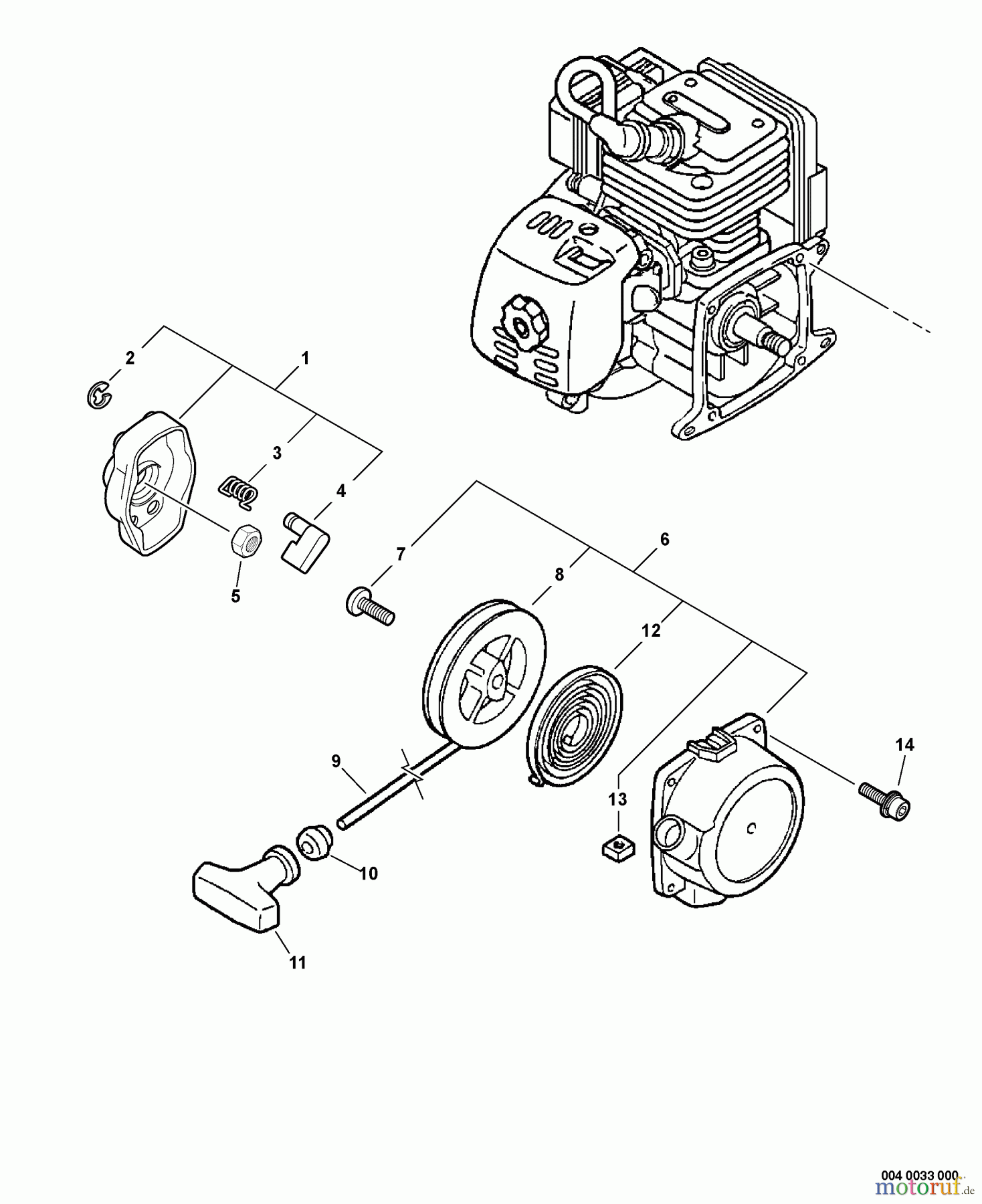 Echo Trimmer, Faden / Bürste SRM-260U - Echo String Trimmer/Brush Cutter, S/N:07001001 - 07999999 Starter -- Standard