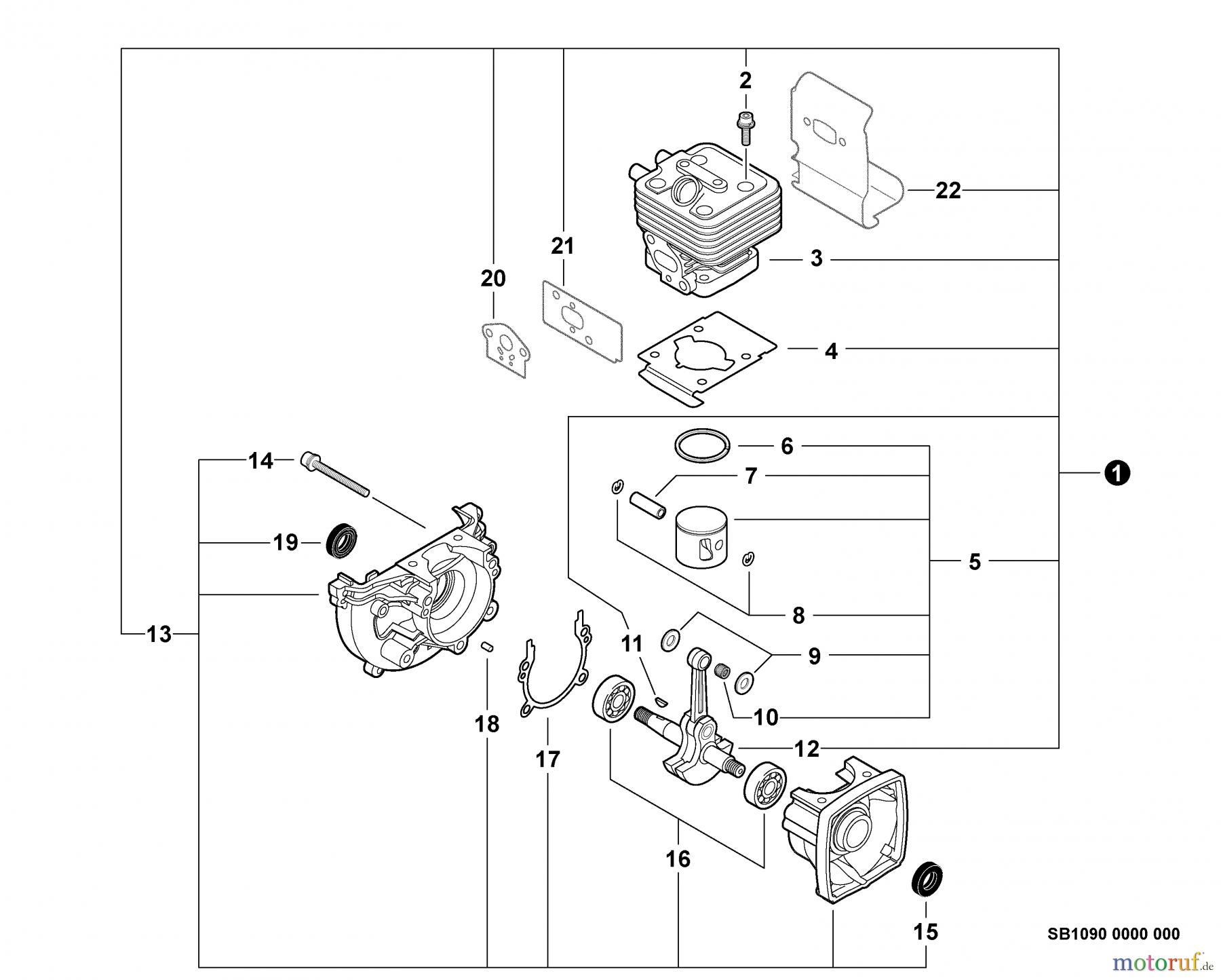 Echo Hochentaster PPT-265S - Echo Pole Saw / Pruner, S/N: E07111001001 - E07111999999 Engine, Short Block -- SB1090
