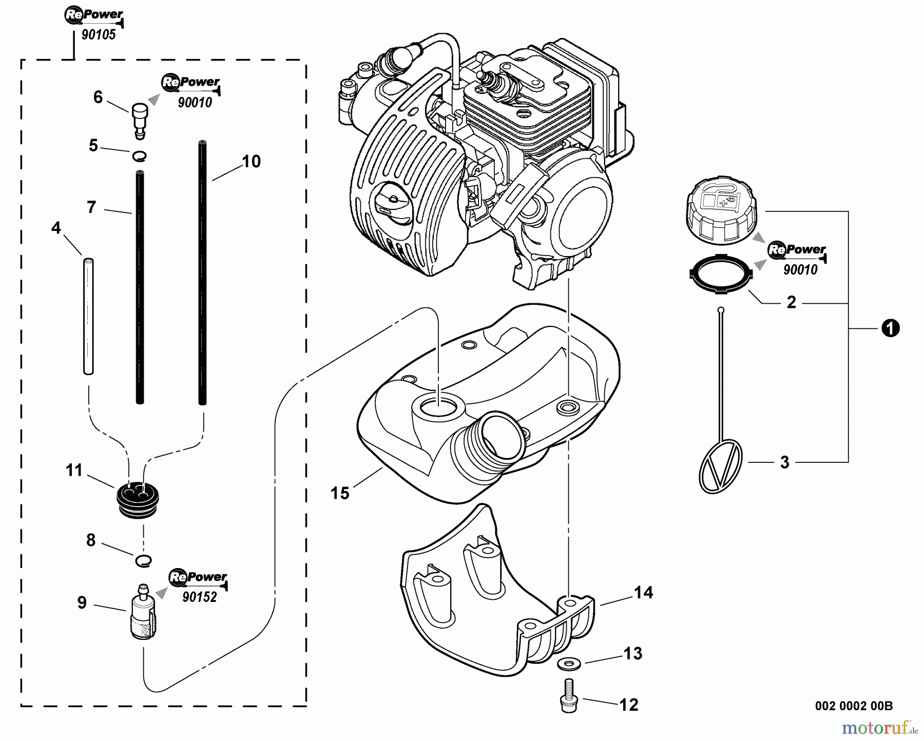 Echo Heckenscheren HCA-265 - Echo Hedge Trimmer, S/N: S69311001001 - S69311999999 Fuel System