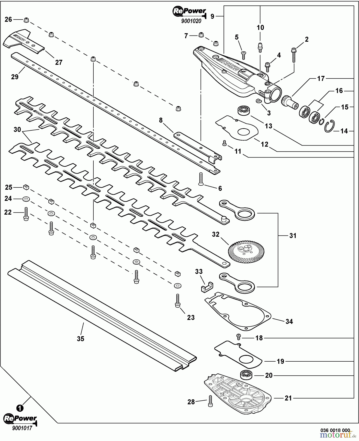 Echo Heckenscheren SHC-266 - Echo Shaft Hedge Trimmer, S/N: T43911001001 - T43911999999 Blades, Gear Case