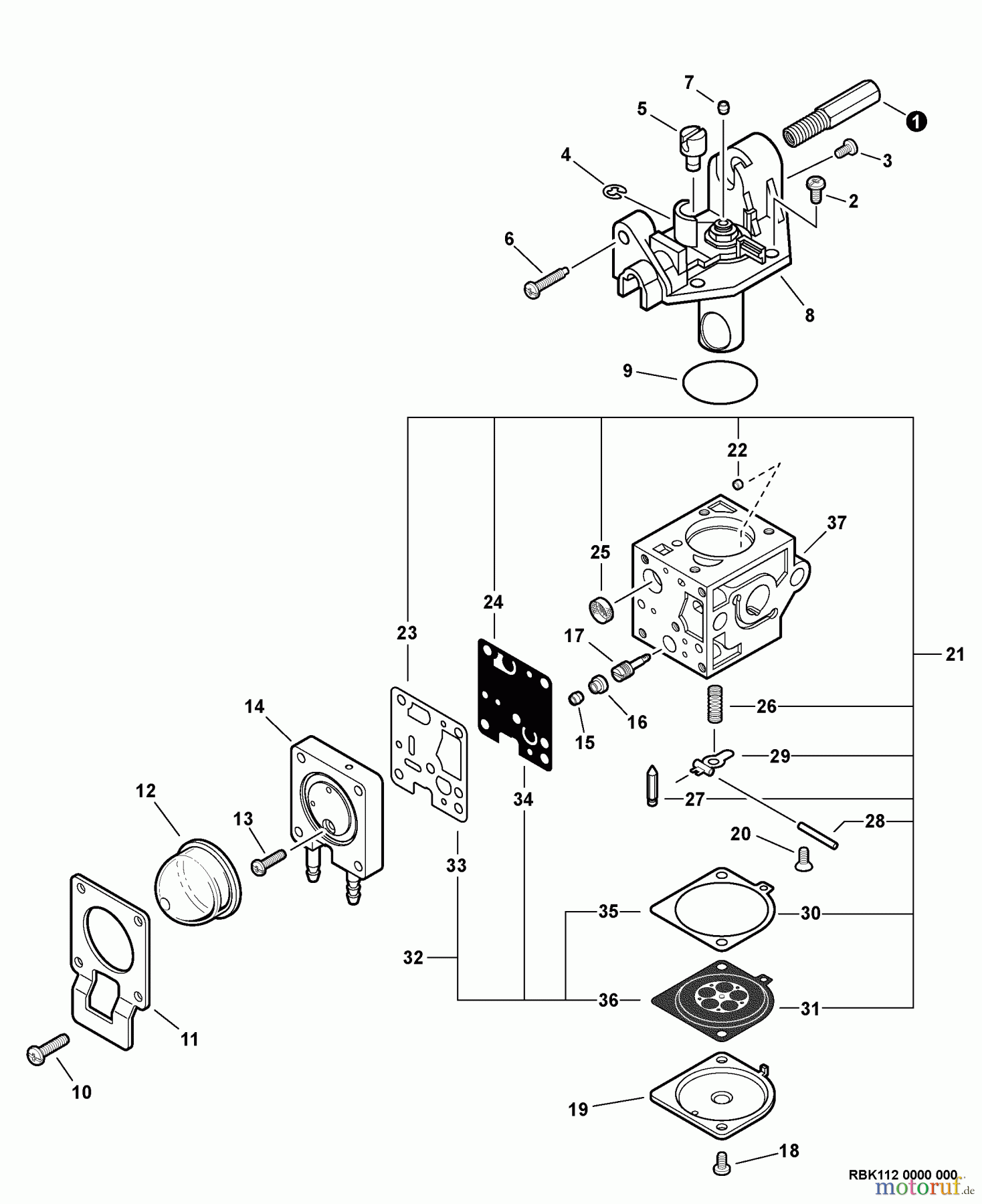 Echo Hochentaster PPT-266H - Echo Pole Saw / Pruner, S/N: E04411001001 - E04411999999 Carburetor -- RB-K112 S/N: E04411001086 - E04411999999