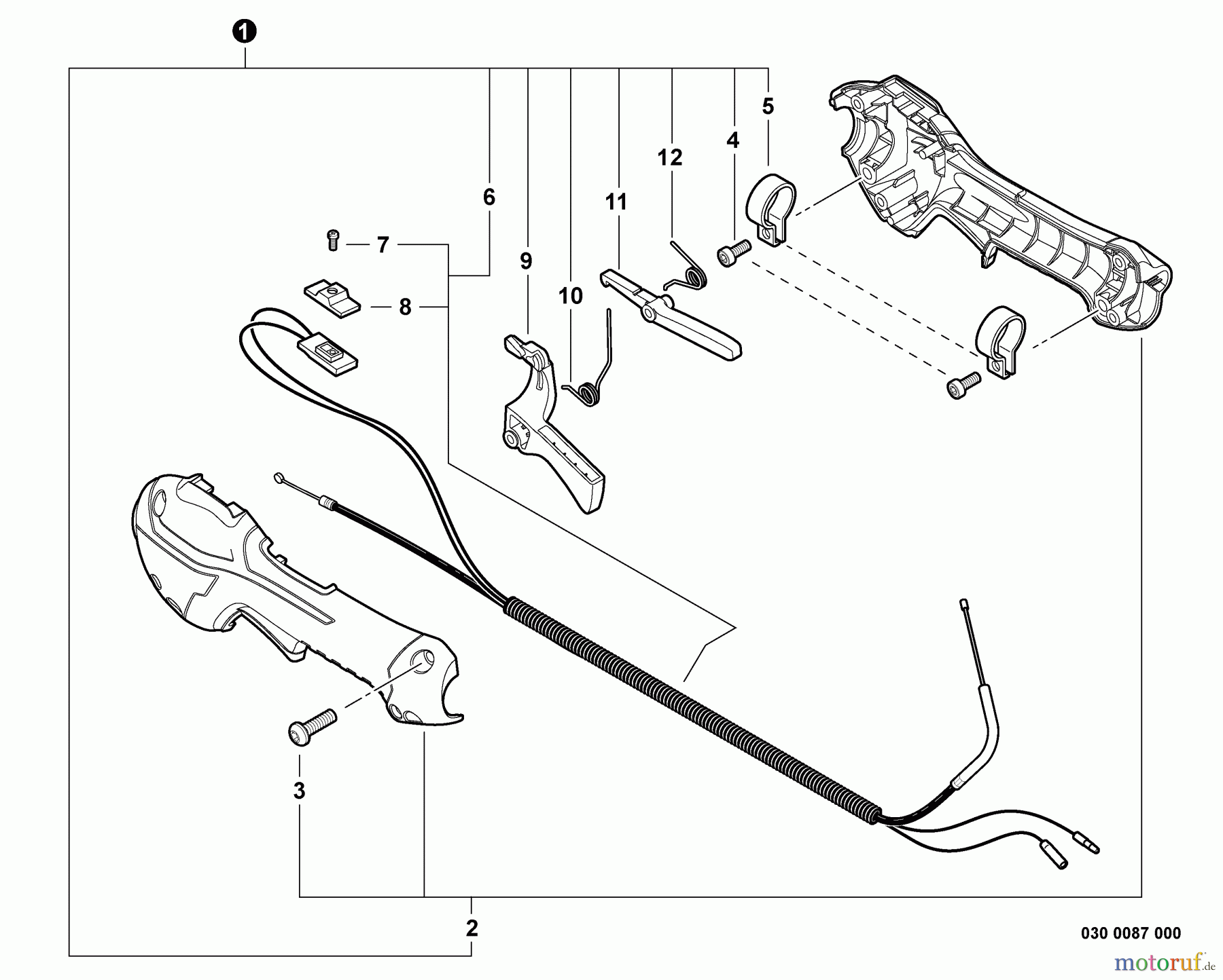 Echo Trimmer, Faden / Bürste SRM-266S - Echo String Trimmer, S/N: T42312001001 - T42312999999 Control Handle, Control Cable Assembly S/N: T42312007612 - T42312999999