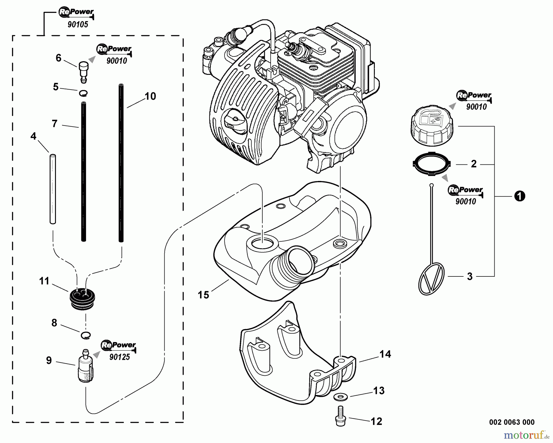 Echo Trimmer, Faden / Bürste SRM-266S - Echo String Trimmer, S/N: T42312001001 - T42312999999 Fuel System S/N: T42312001001 - T42312003755
