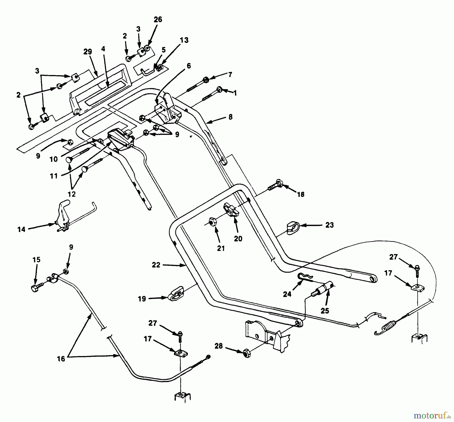  Echo Rasenmäher LM-212PB - Echo Walk-Behind Lawn Mower Handles, Throttle, Drive Lever, Engine Brake Lever, Cables
