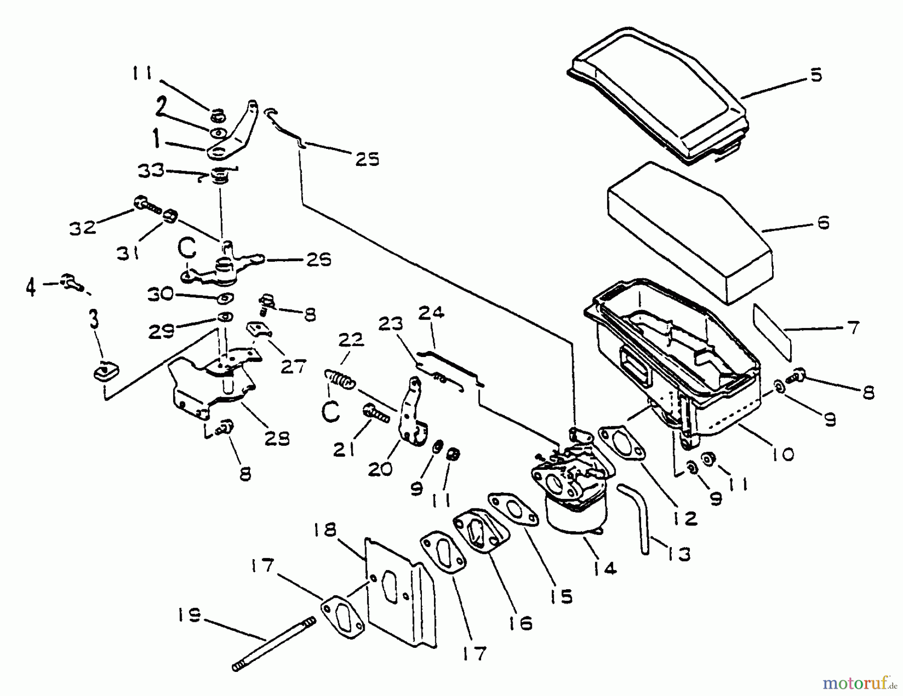 Echo Rasenmäher M14V A1Z0 - Echo Lawn Mower Engine Throttle, Carburetor, Air Cleaner