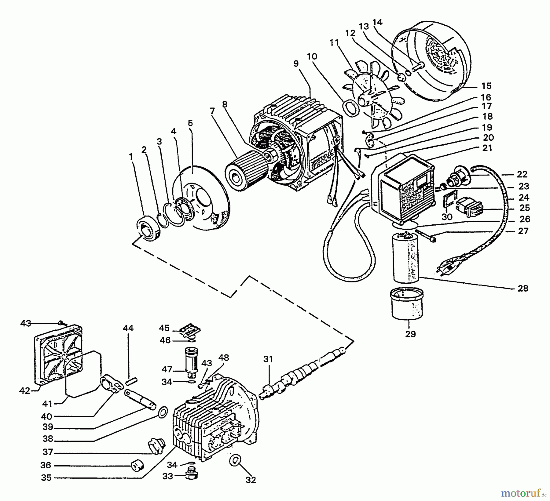Echo Hochdruckreiniger HPP-1890 - Echo Pressure Washer, S/N: 2457 - 2912 (1992 Models) Crankcase, Crankshaft, Piston, Electric Motor, Switch