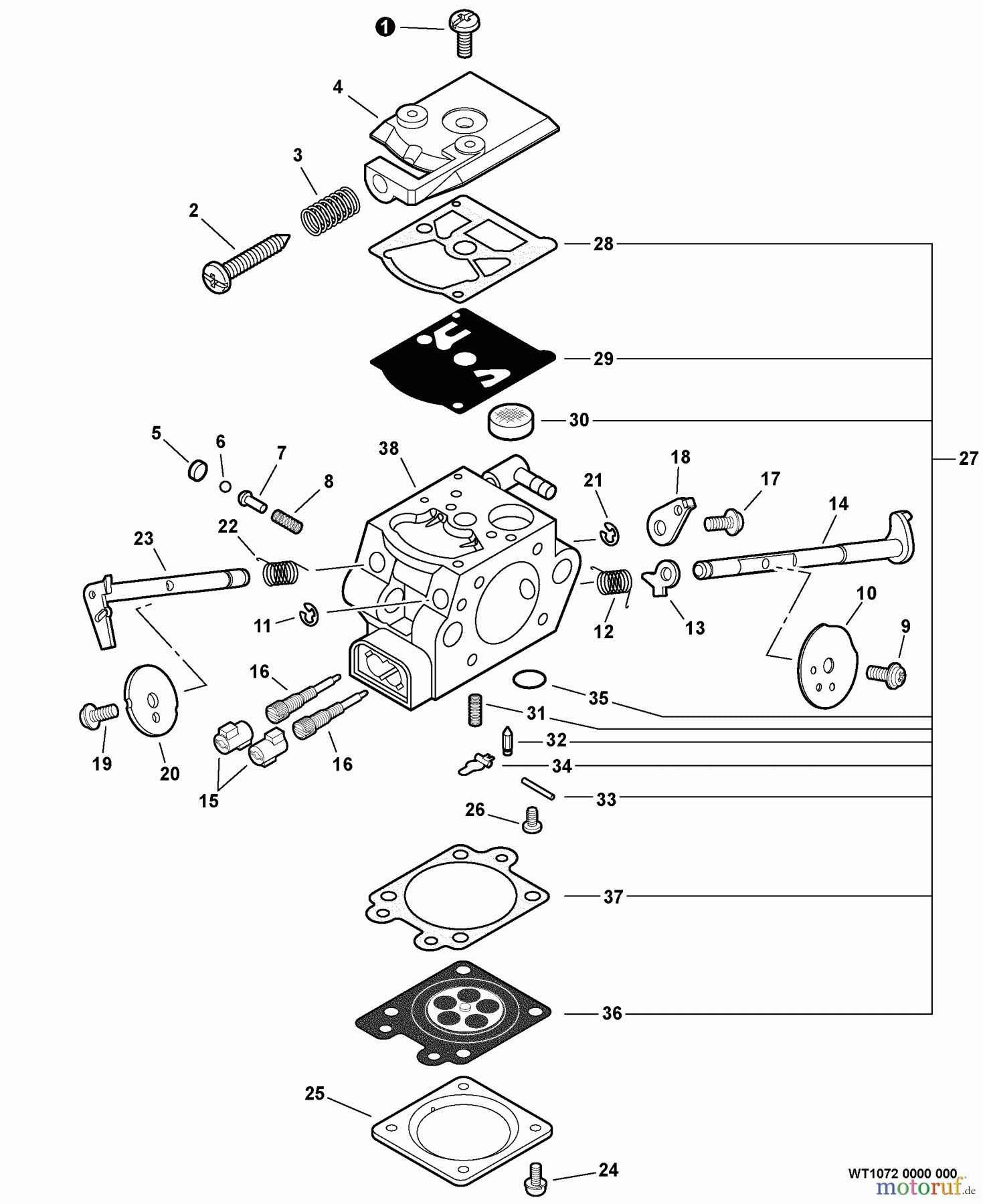  Echo Sägen, Kettensägen CS-271T  S/N: C26513001001 - C26513999999 Carburetor -- WT-1072