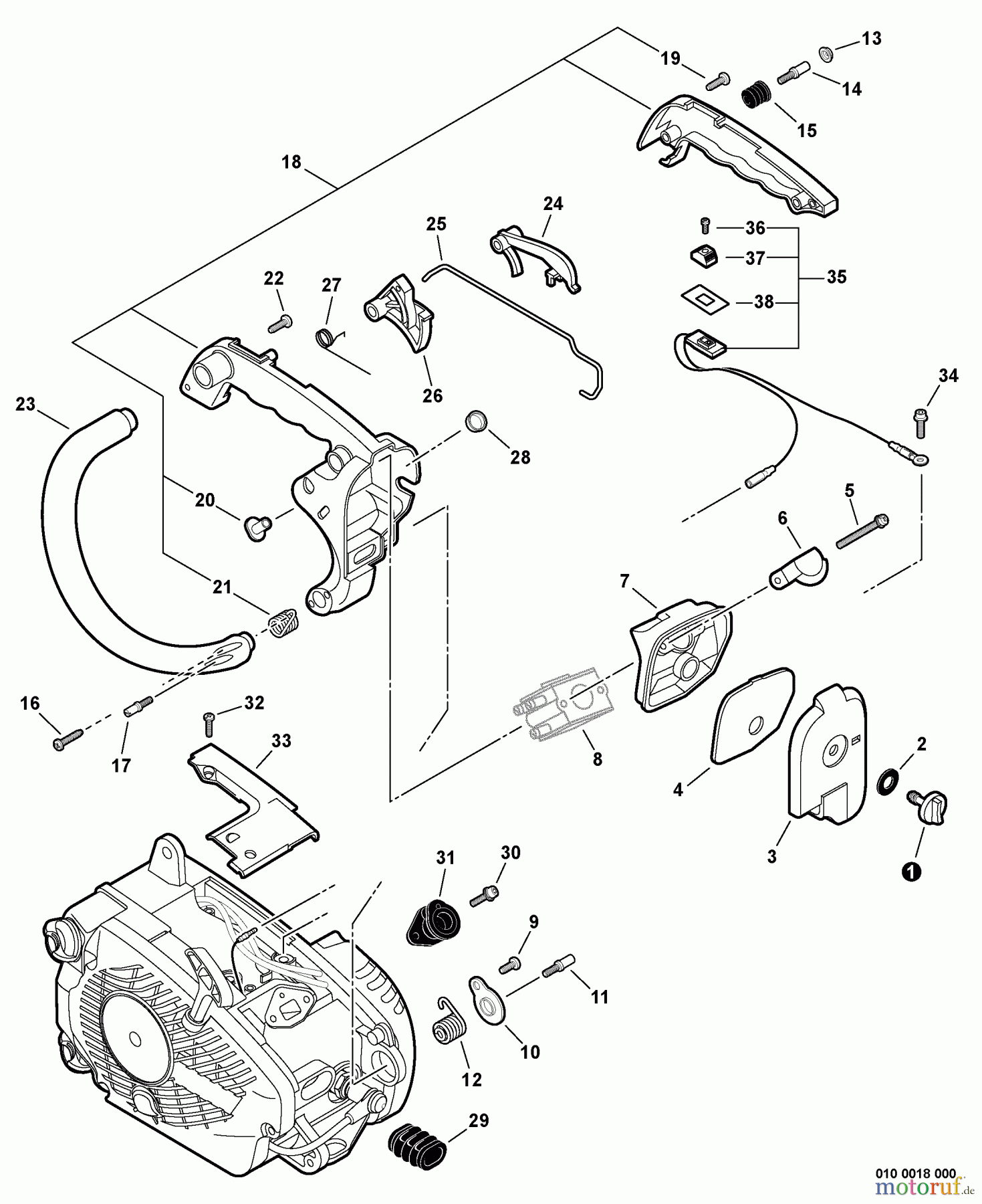  Echo Sägen, Kettensägen CS-271T - Echo Chainsaw, S/N: C21211001001 - C21211999999 Intake, Control Handle