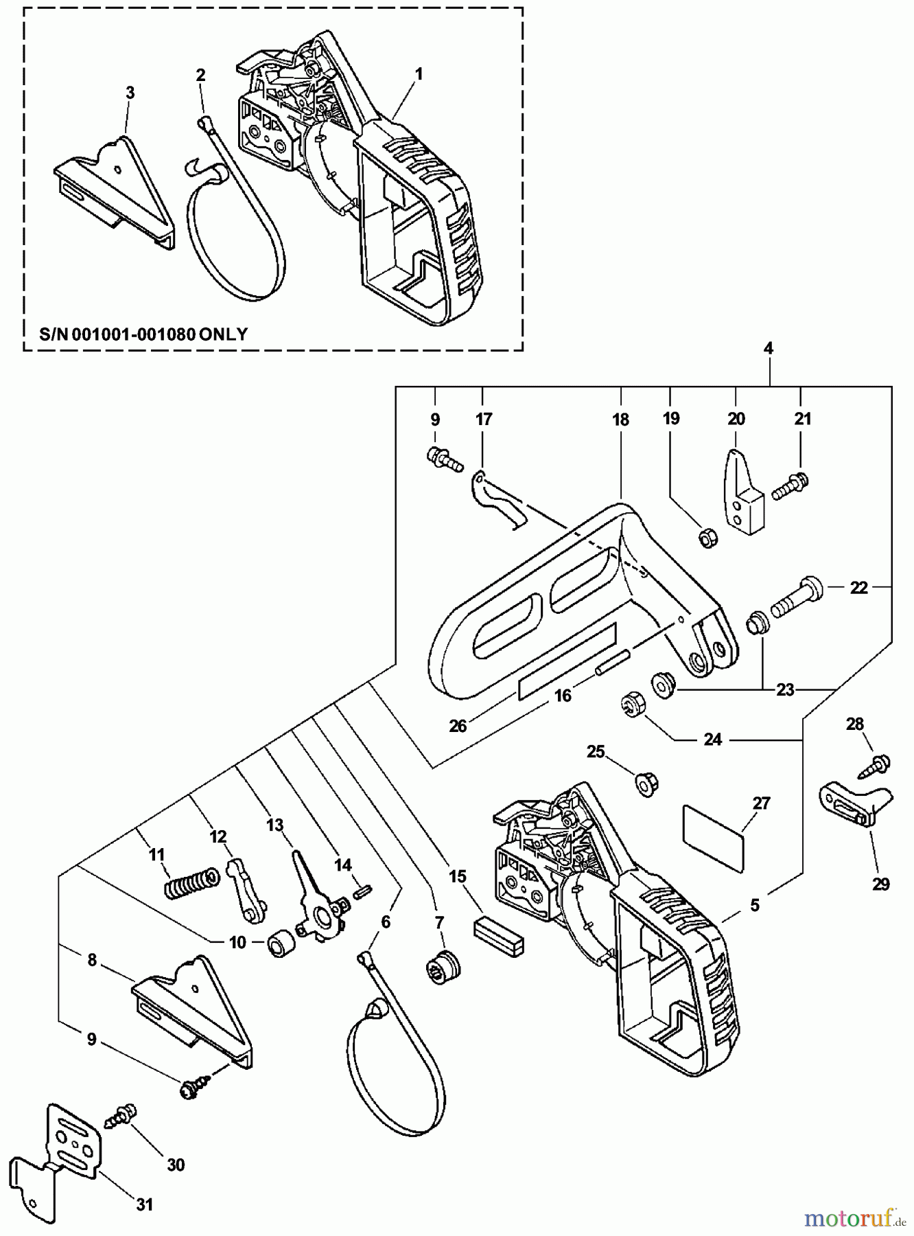 Echo Sägen, Kettensägen CS-3000 - Echo Chainsaw, S/N: 001001 - 999999 (Type 1) Chainbrake Assembly