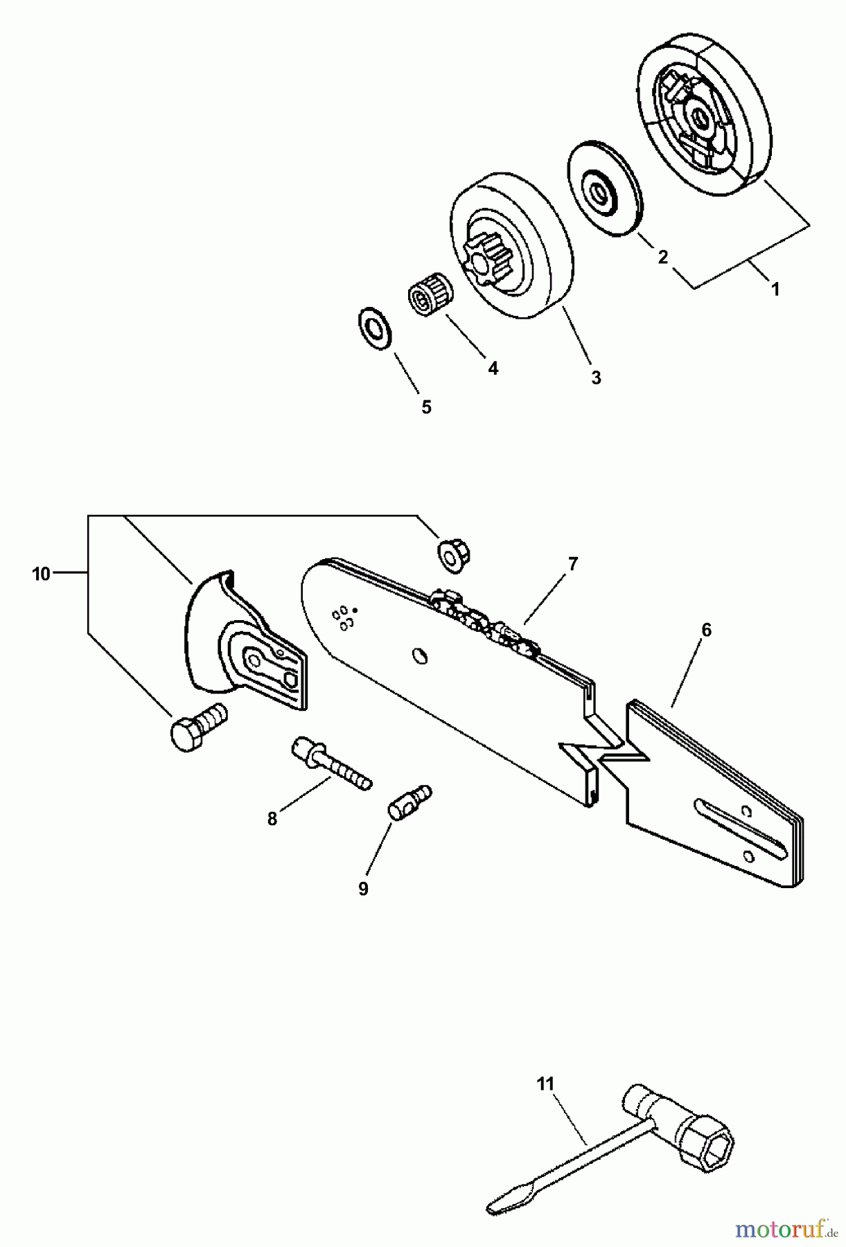 Echo Sägen, Kettensägen CS-3000 - Echo Chainsaw, S/N: 001001 - 999999 (Type 1) Clutch Assembly, Bar & Chain, Tools