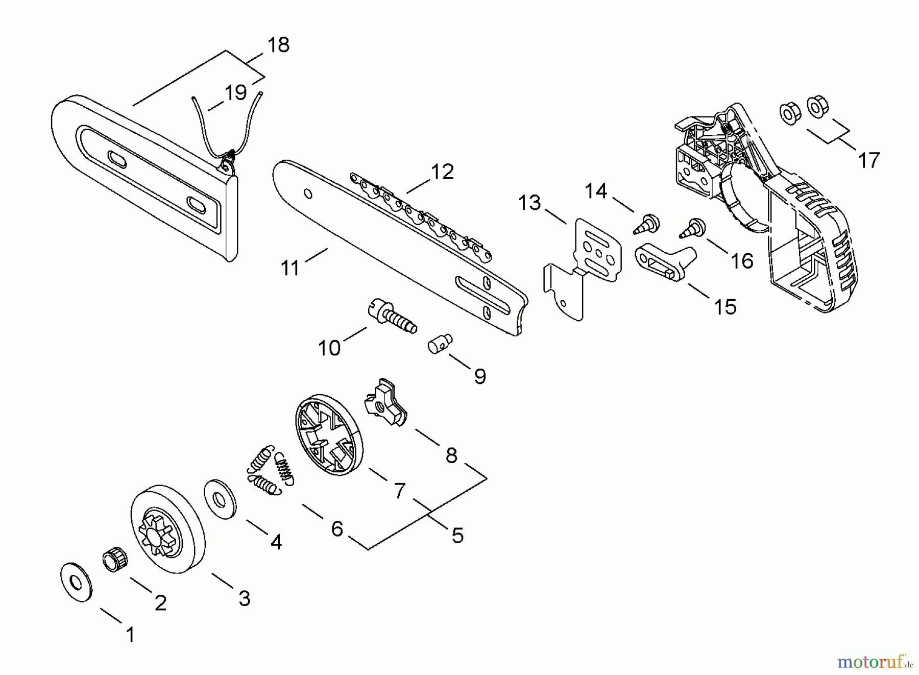 Echo Sägen, Kettensägen CS-3000 - Echo Chainsaw, S/N: 20001001 - 20999999 Clutch, Saw Chain, Bar