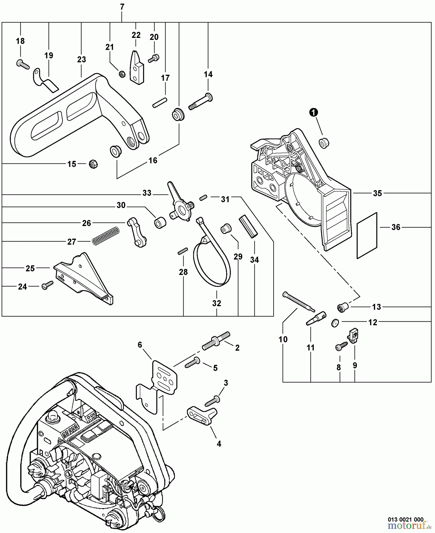 Echo Sägen, Kettensägen CS-303T - Echo Chainsaw, S/N: C26012001001 - C26012999999 Chain Brake