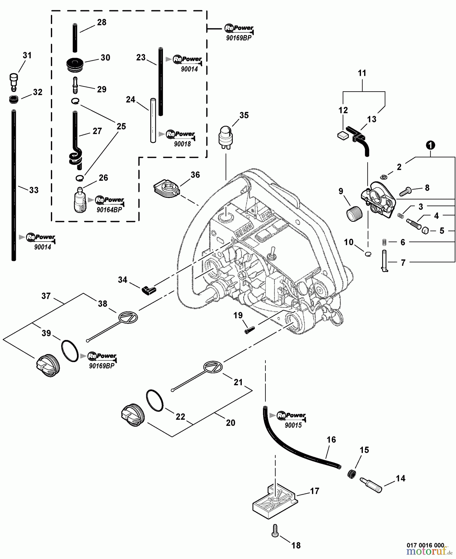 Echo Sägen, Kettensägen CS-303T - Echo Chainsaw, S/N: C26012001001 - C26012999999 Fuel System, Auto Oiler
