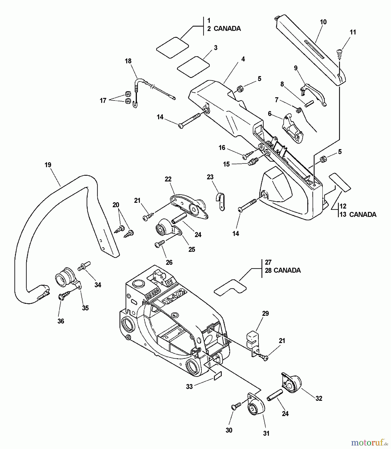 Echo Sägen, Kettensägen CS-305 - Echo Chainsaw, S/N: 03001001 - 03999999 Handles, Throttle Control