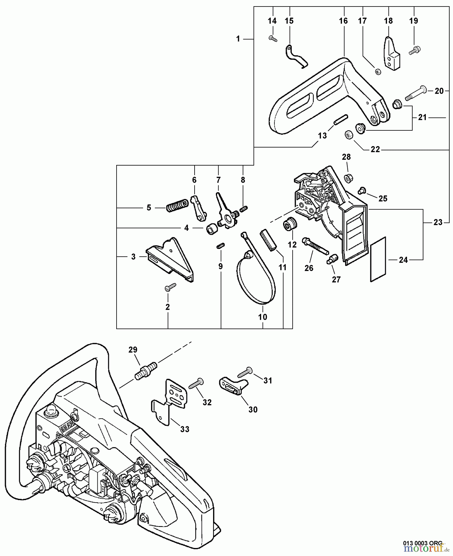 Echo Sägen, Kettensägen CS-306 - Echo Chainsaw, S/N: C09413001001 - C09413999999 Chain Brake