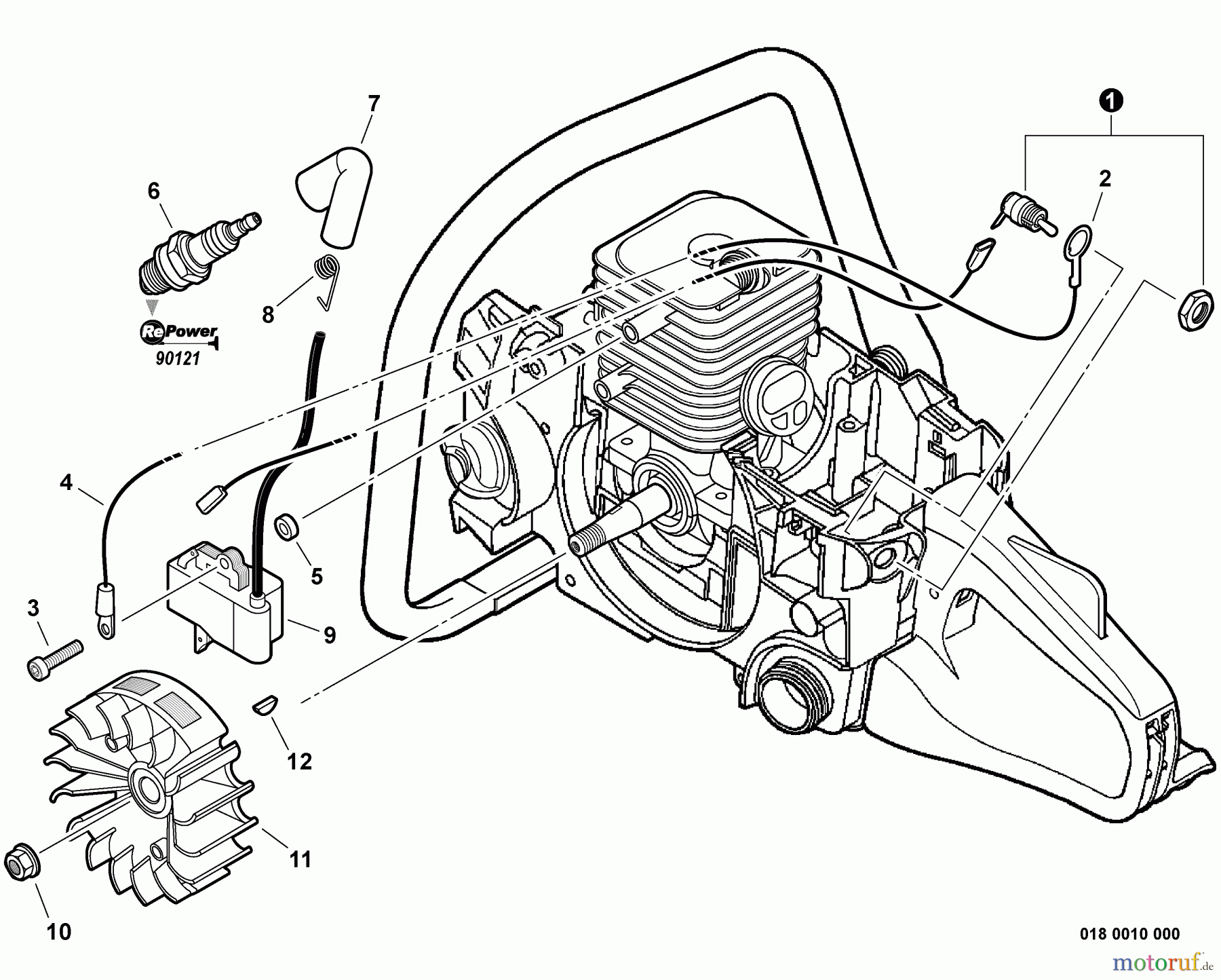 Echo Sägen, Kettensägen CS-310 - Echo Chainsaw, S/N: C04511001001 - C04511999999 Ignition