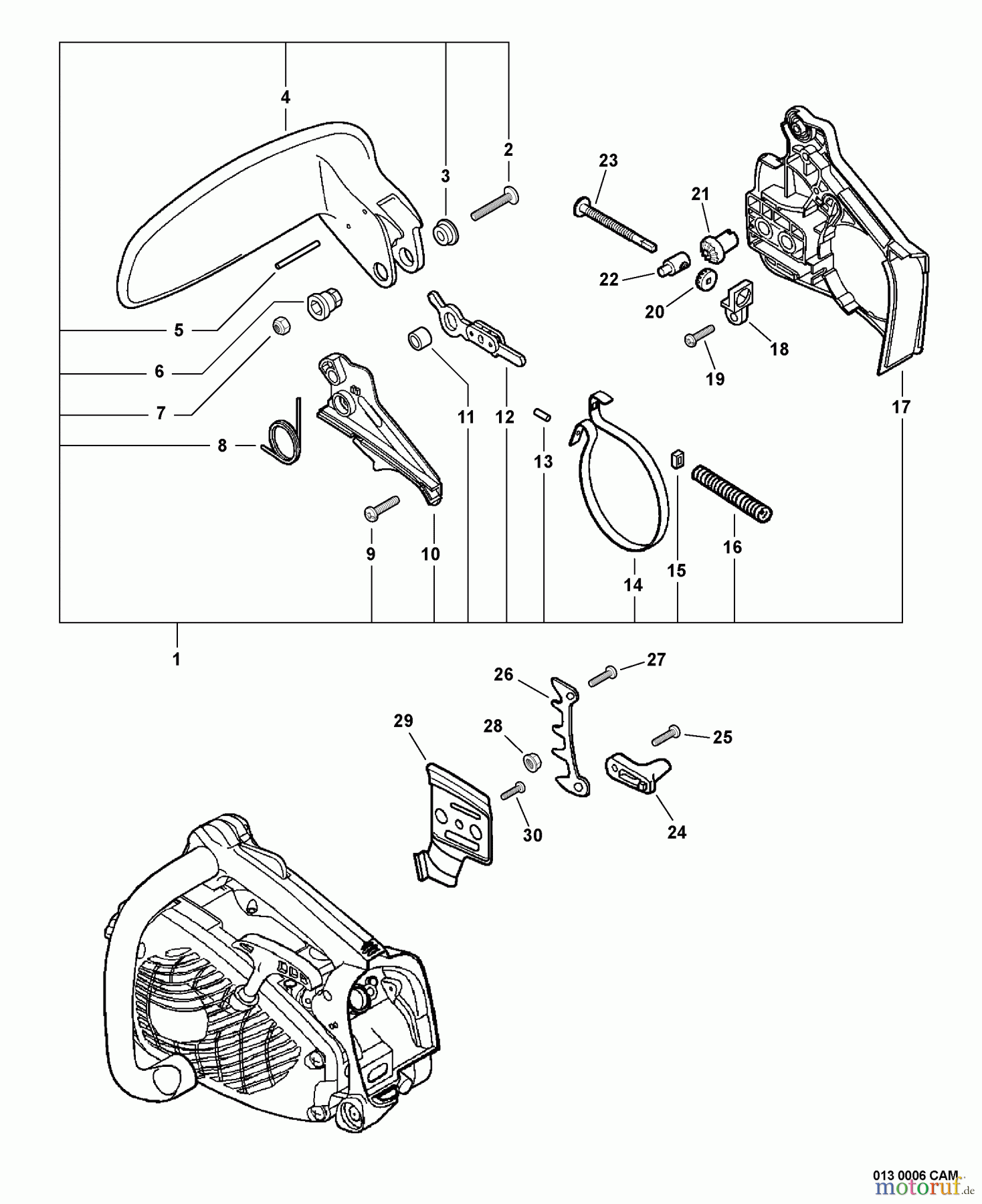 Echo Sägen, Kettensägen CS-330MX4 - Echo Chainsaw, S/N: C07213001001 - C07213999999 Chain Brake