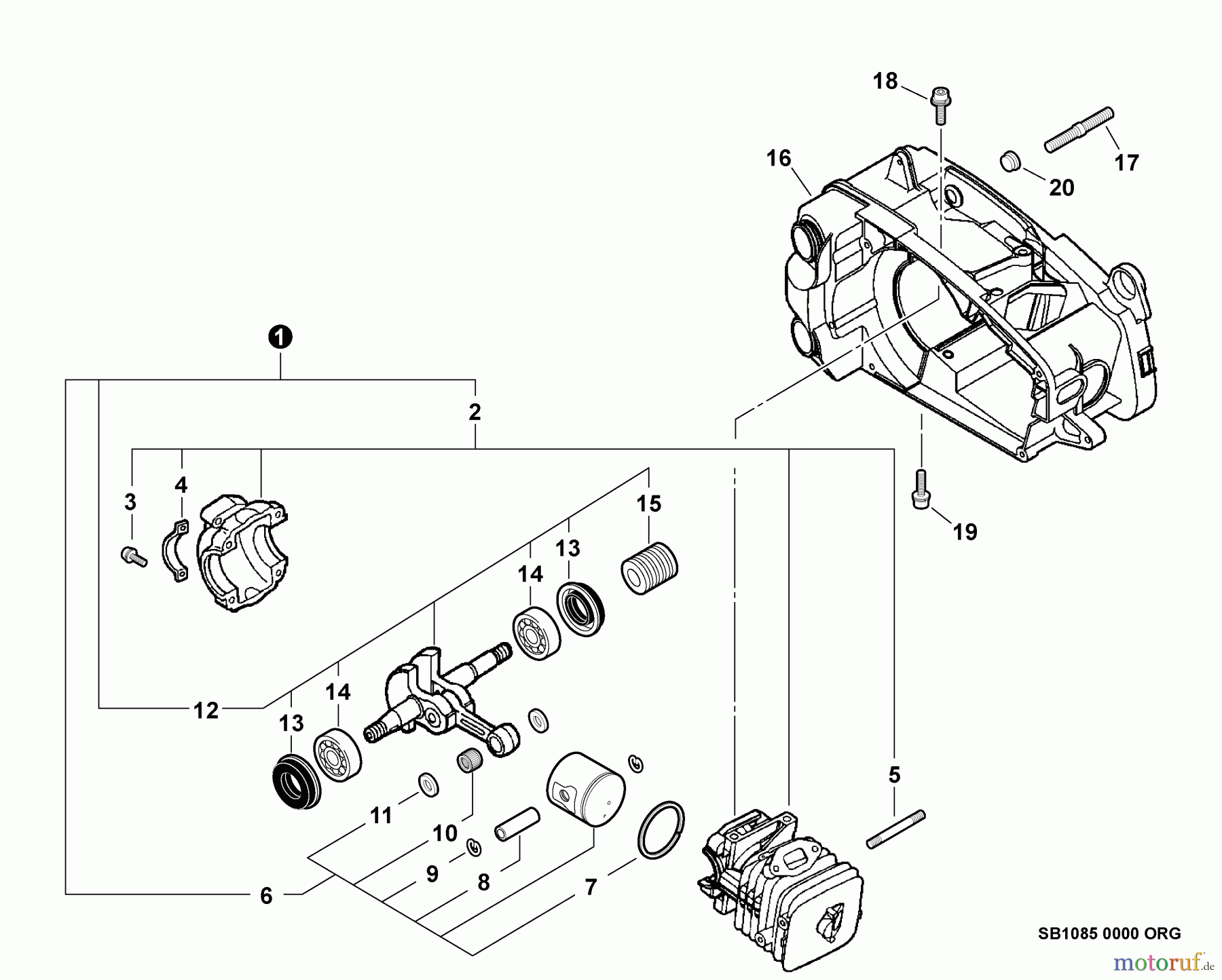 Echo Sägen, Kettensägen CS-330T - Echo Chainsaw, S/N: C09613001001 - C09613999999 Engine, Short Block -- SB1085 - ORANGE MODELS