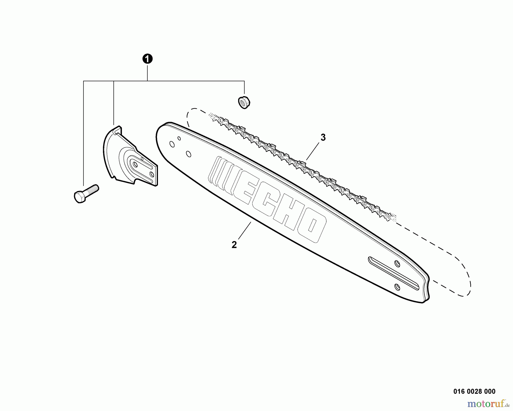 Echo Sägen, Kettensägen CS-330T - Echo Chainsaw, S/N: C07711001001 - C07711999999 Standard Guide Bar, Saw Chain, Kick Guard