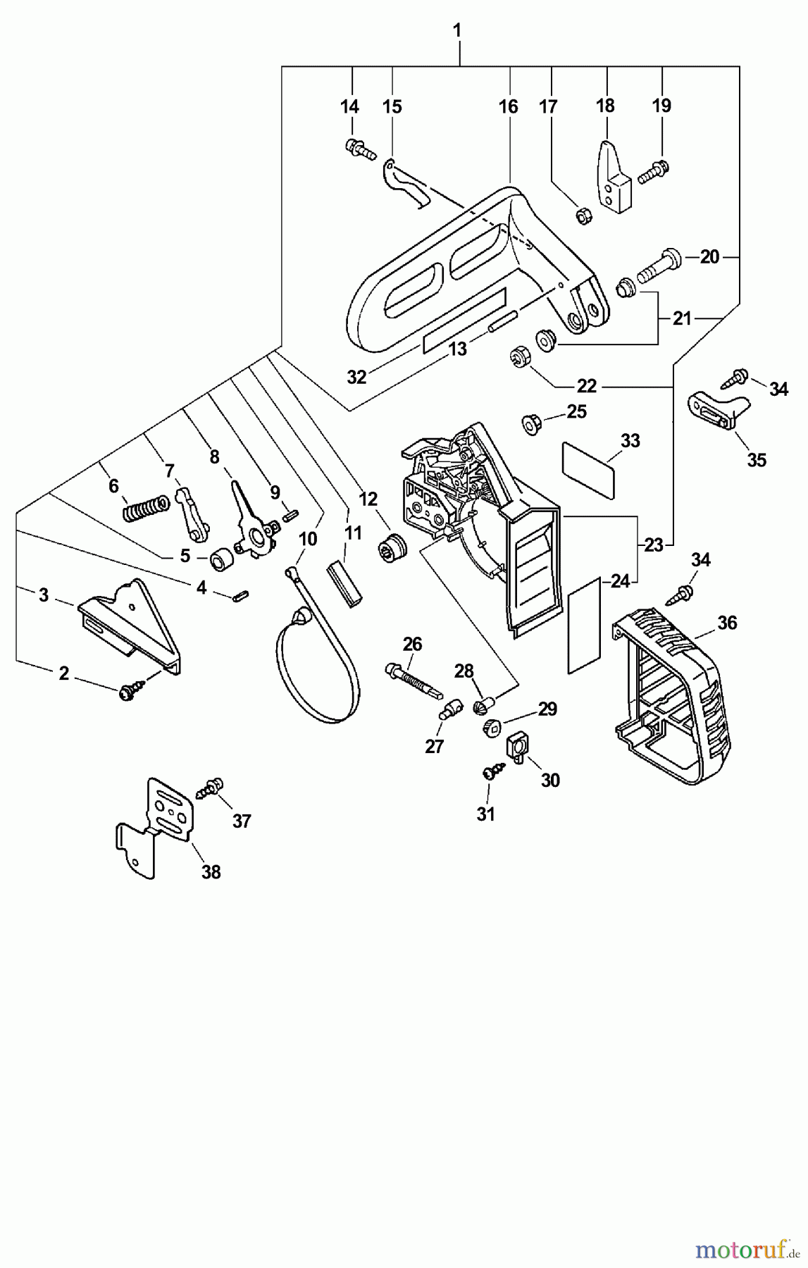 Echo Sägen, Kettensägen CS-340 - Echo Chainsaw, S/N: 03001001 - 03999999 Chain Brake