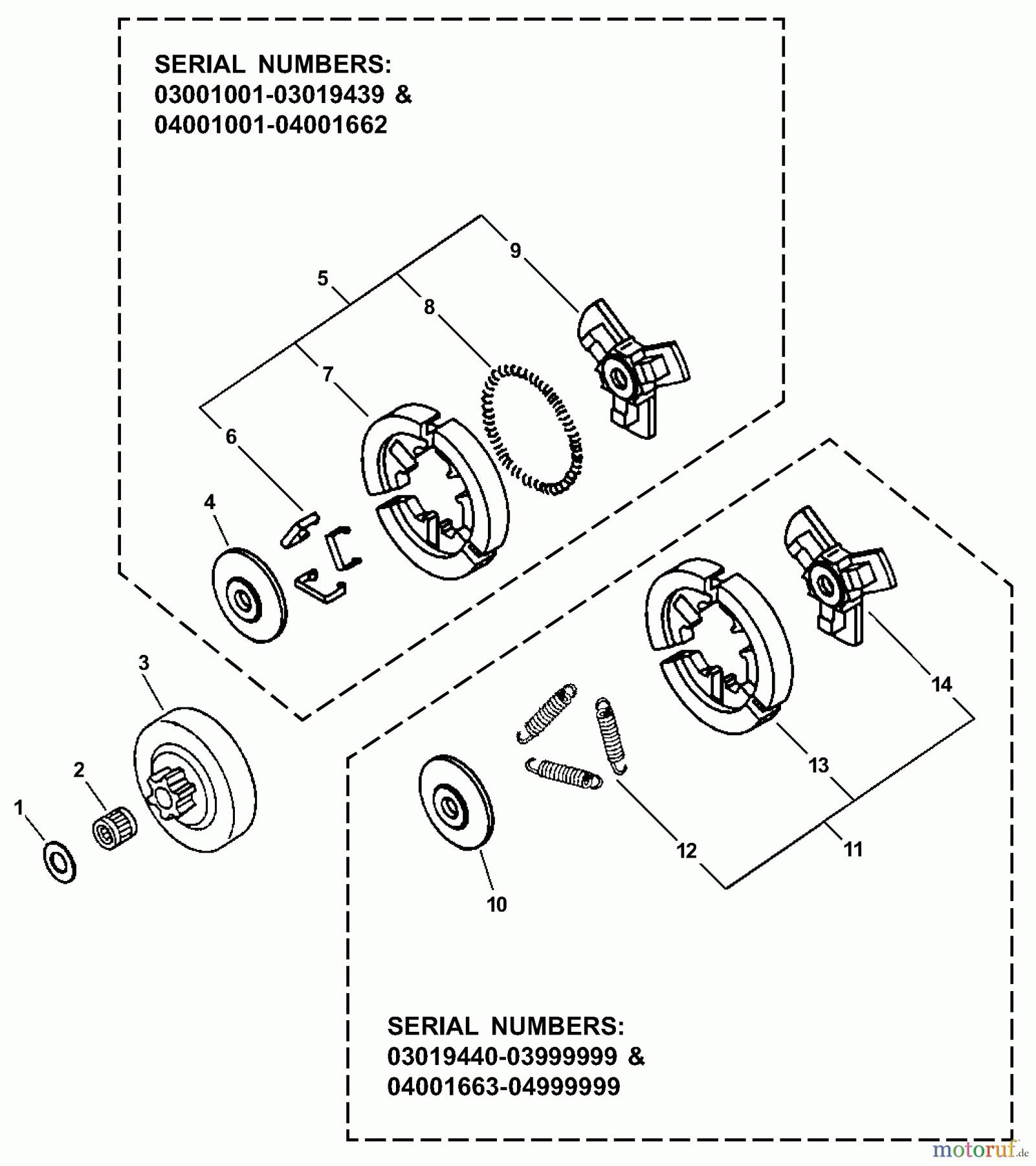 Echo Sägen, Kettensägen CS-340 - Echo Chainsaw, S/N: 03001001 - 03999999 Clutch