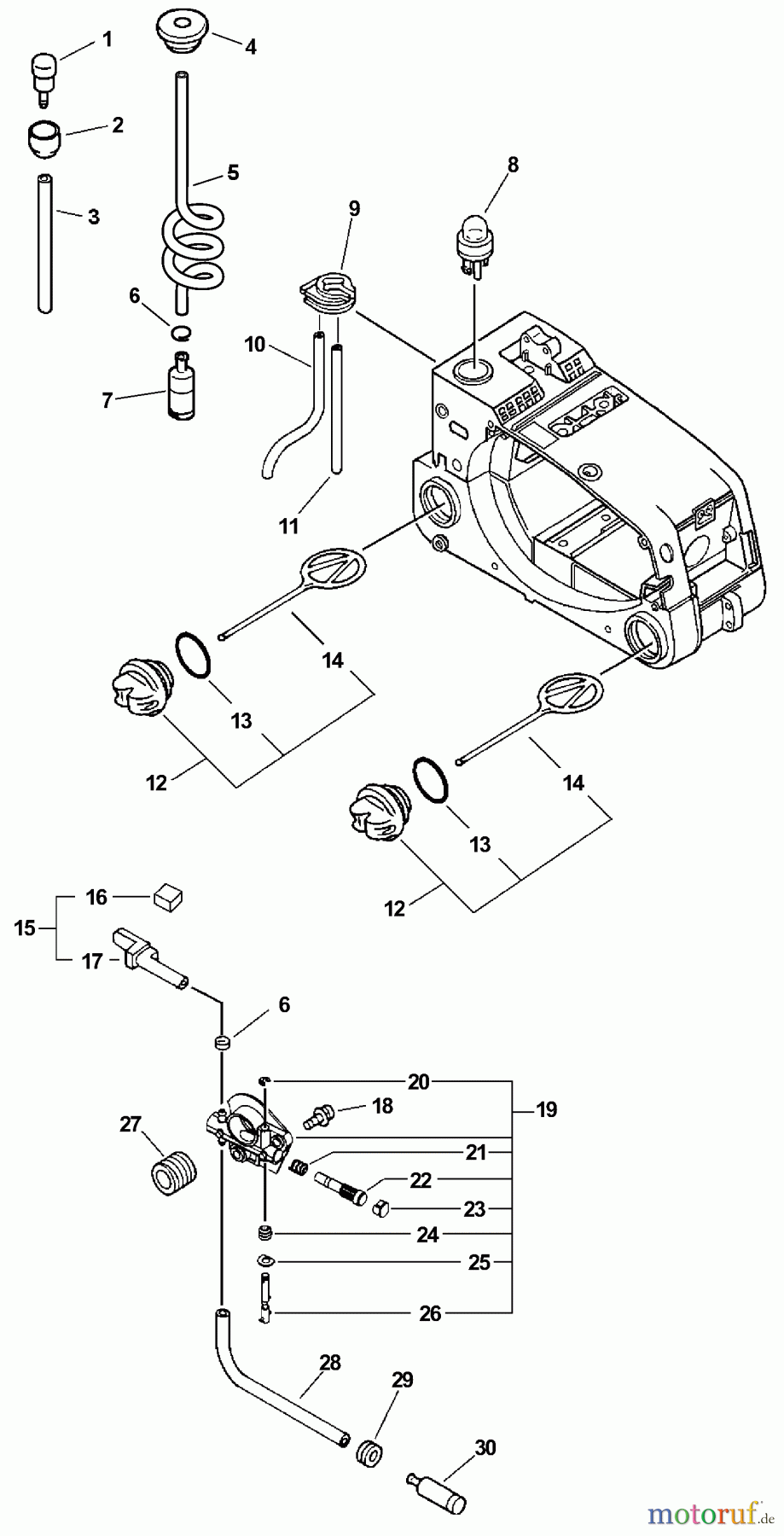 Echo Sägen, Kettensägen CS-340 - Echo Chainsaw, S/N: 04001001 - 04999999 Fuel System, Auto-Oiler System