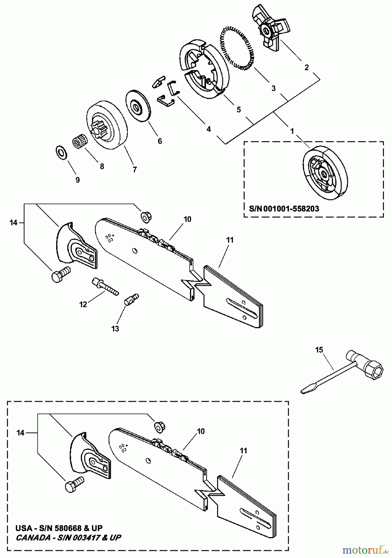 Echo Sägen, Kettensägen CS-3400 - Echo Chainsaw (Type 1E) Clutch, Cutting Attachment, Tools