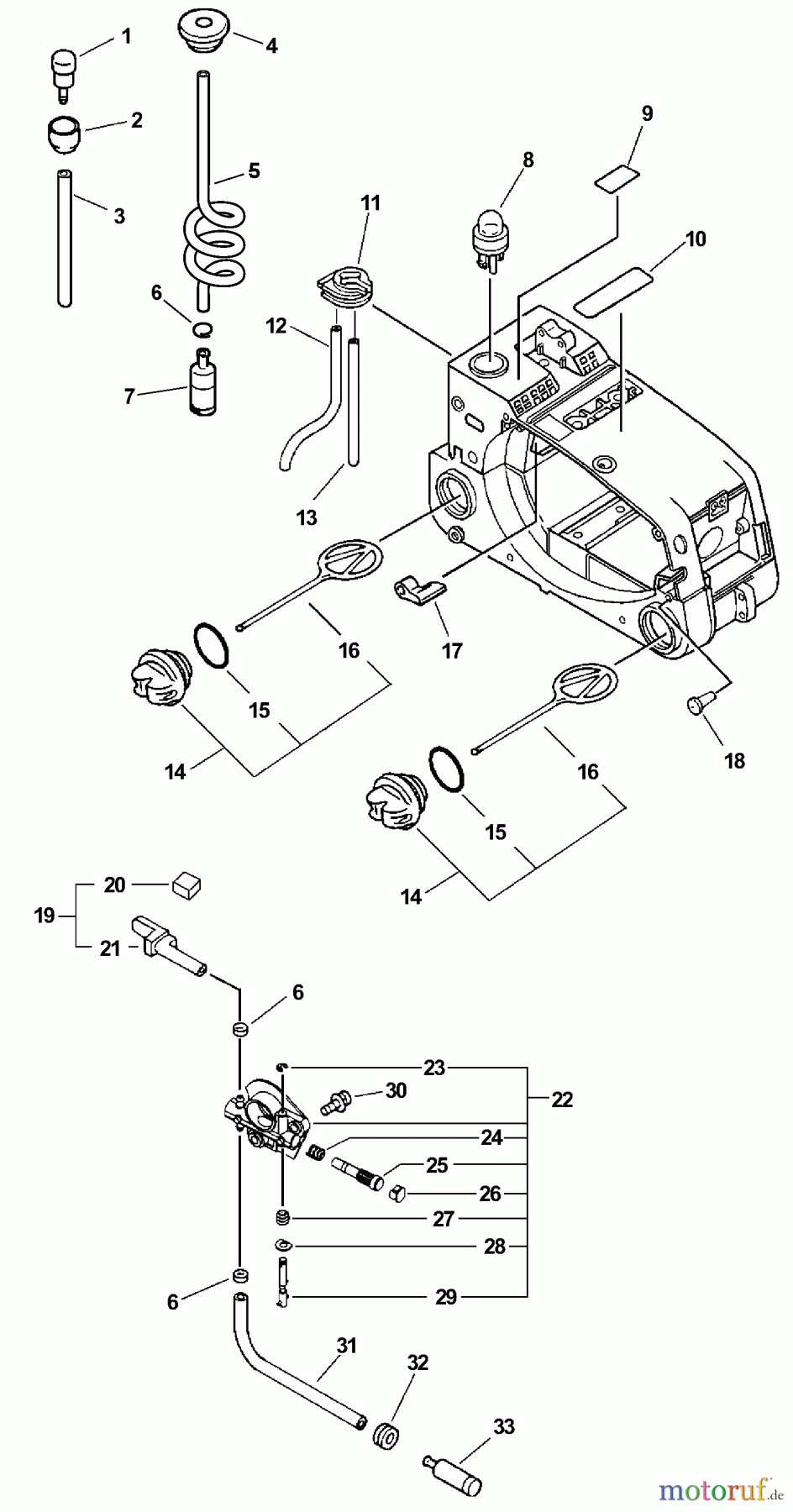 Echo Sägen, Kettensägen CS-3400 - Echo Chainsaw (Type 1) Fuel System, Oil System