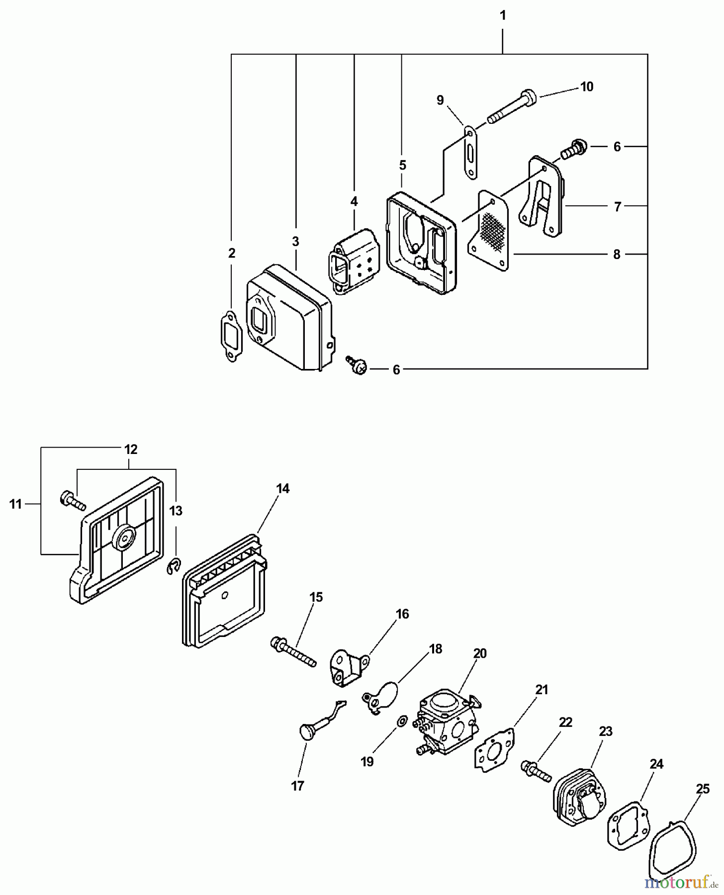  Echo Sägen, Kettensägen CS-3400 - Echo Chainsaw (Type 1) Intake, Exhaust