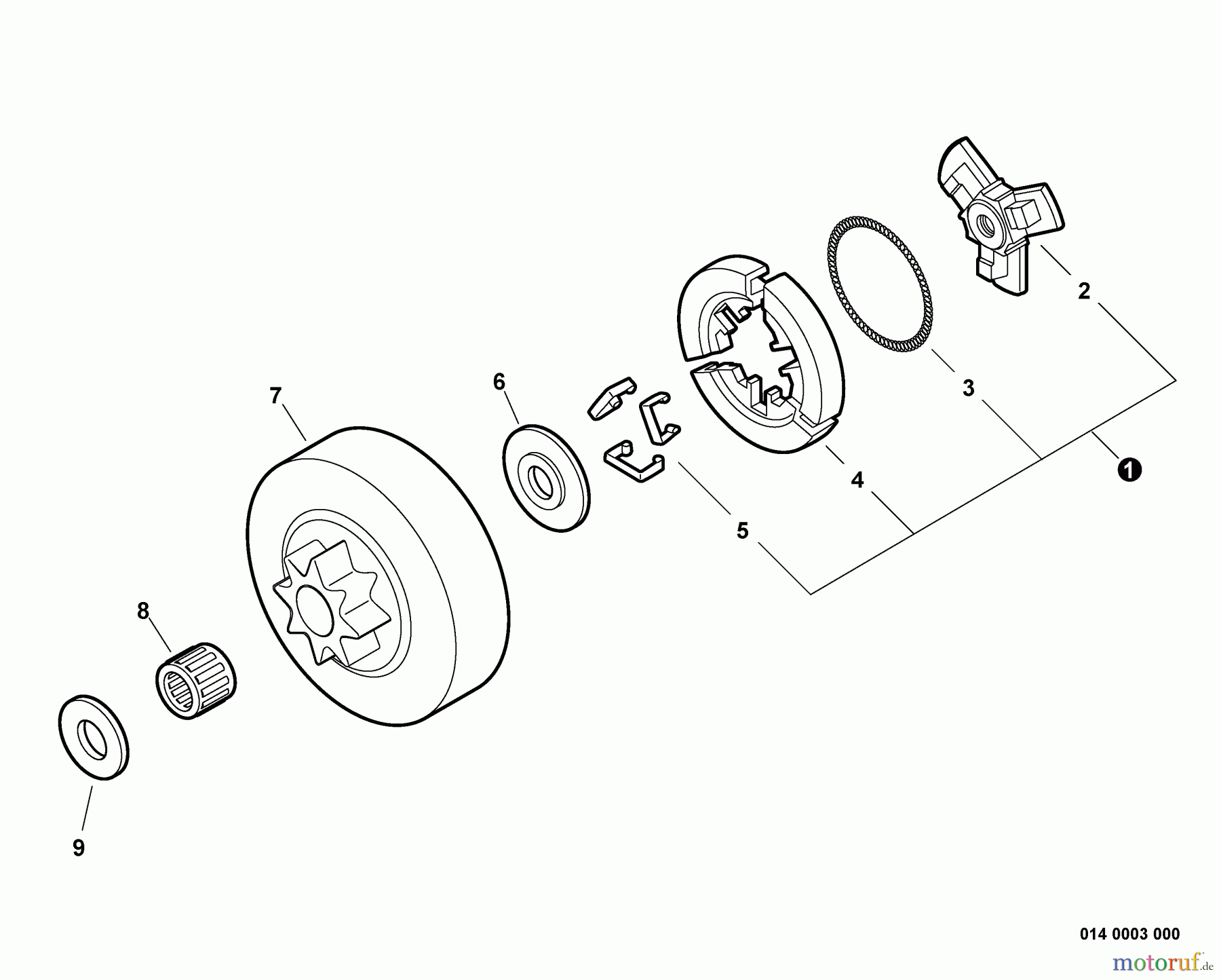 Echo Sägen, Kettensägen CS-341 - Echo Chainsaw, S/N: 02001001 - 02999999 Clutch S/N: 02001001 - 02015627