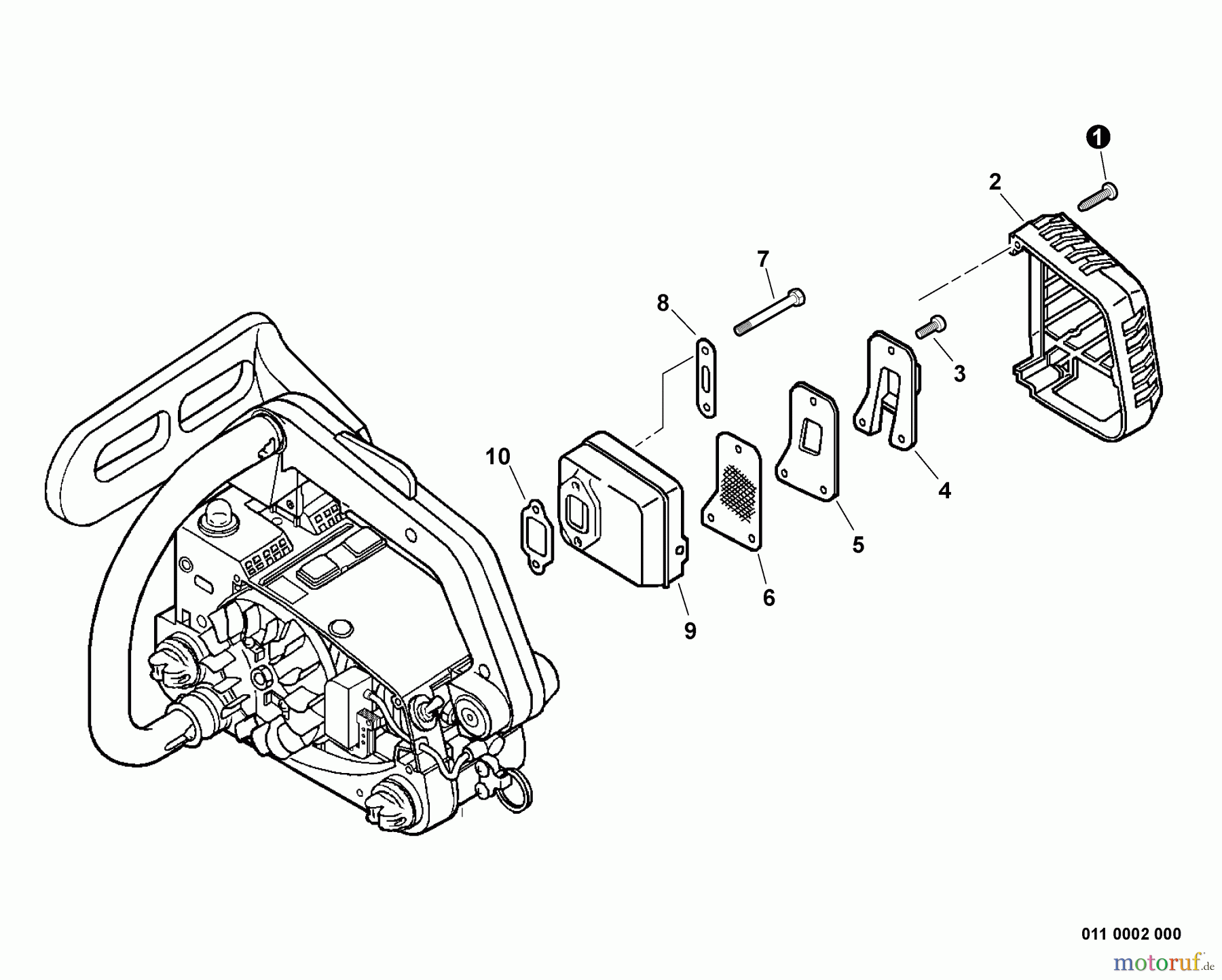 Echo Sägen, Kettensägen CS-341 - Echo Chainsaw, S/N: C07611001001 - C07611999999 Exhaust