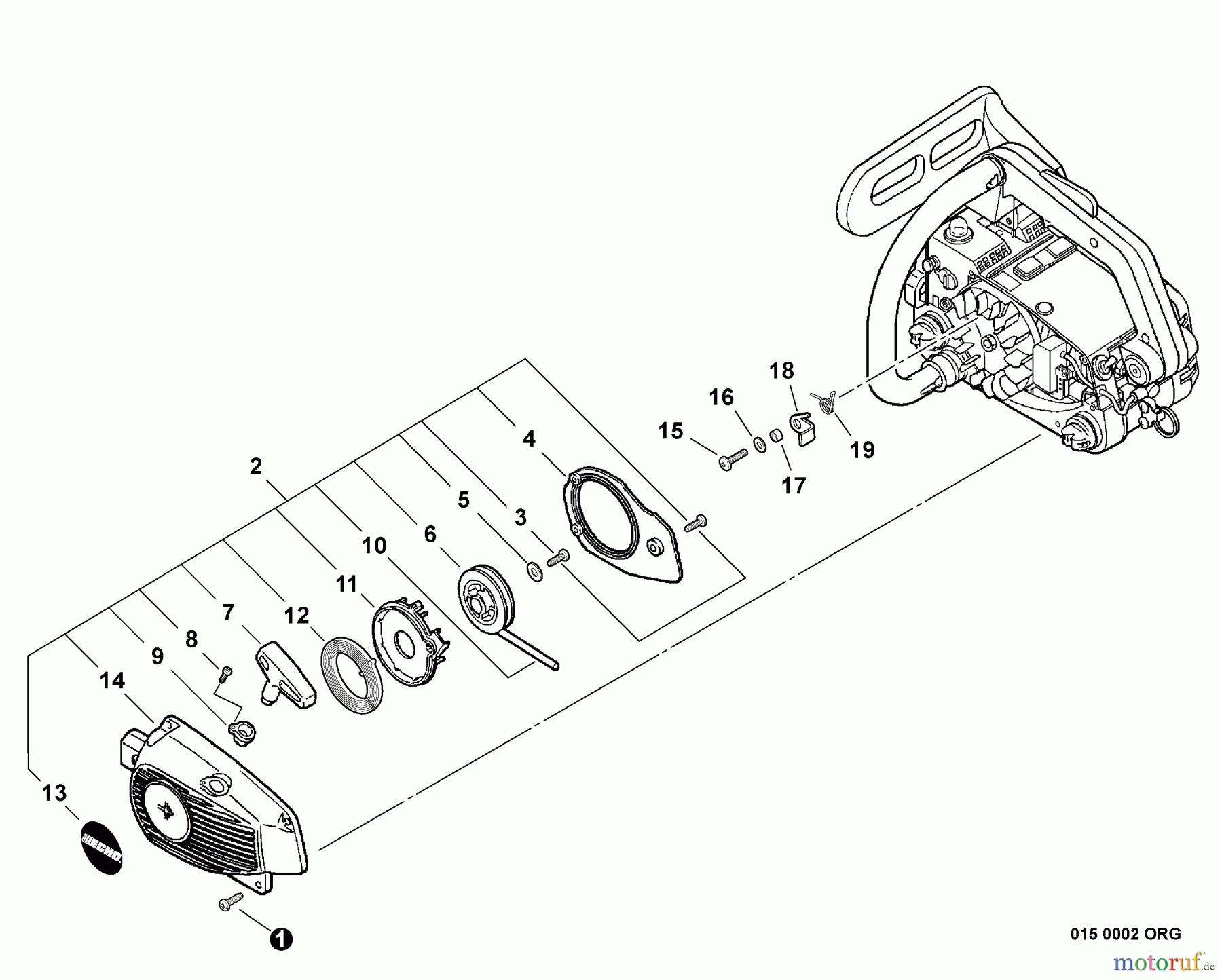 Echo Sägen, Kettensägen CS-341 - Echo Chainsaw, S/N: C08511001001 - C08511999999 Starter