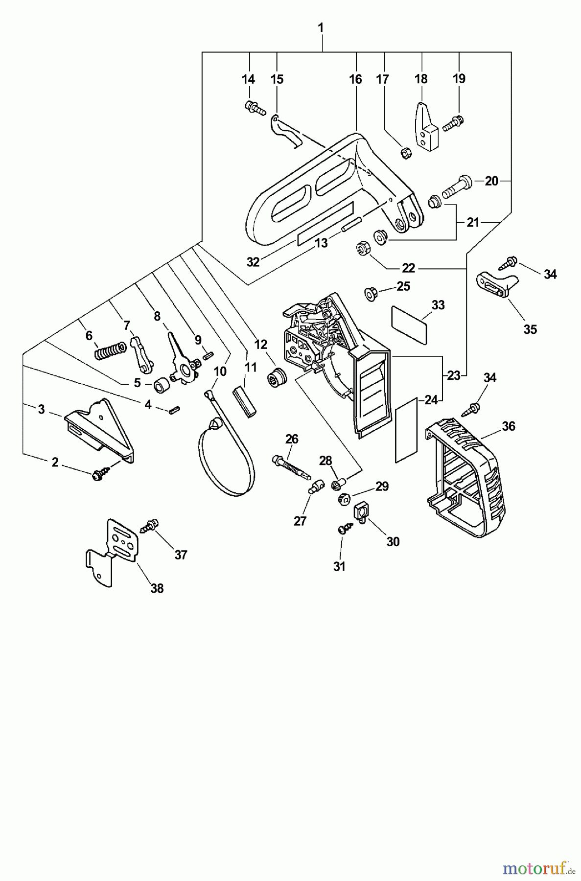 Echo Sägen, Kettensägen CS-345 - Echo Chainsaw, S/N: 04001001 - 04999999 Chain Brake