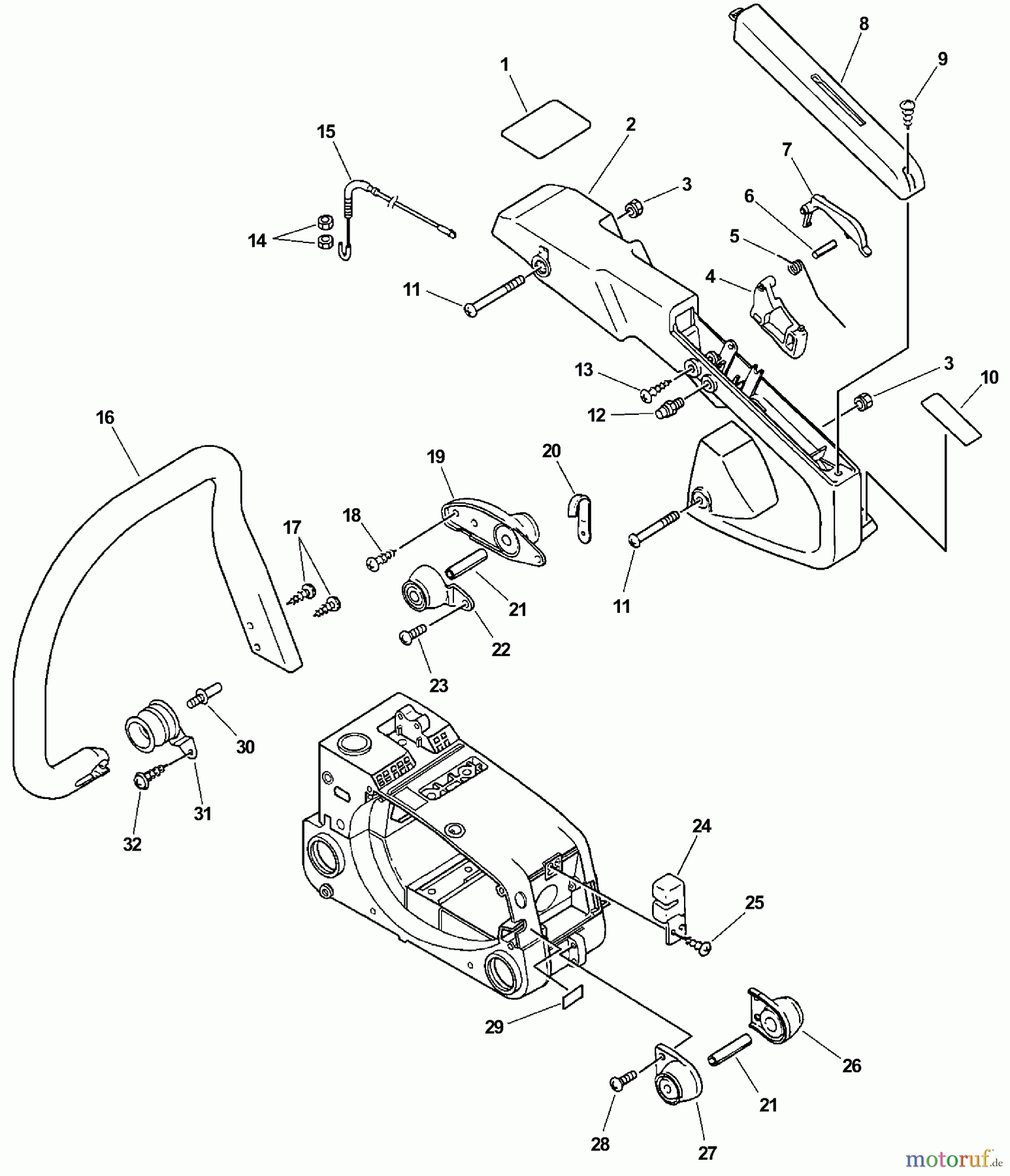  Echo Sägen, Kettensägen CS-3450 - Echo Chainsaw (Type 1) Handles, Throttle Control