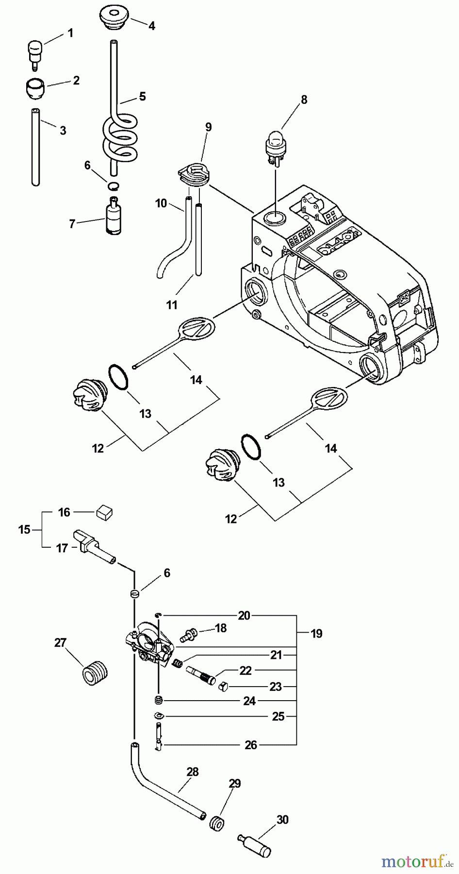 Echo Sägen, Kettensägen CS-346 - Echo Chainsaw, S/N: 04001001 - 04999999 Fuel System, Auto-Oiler System