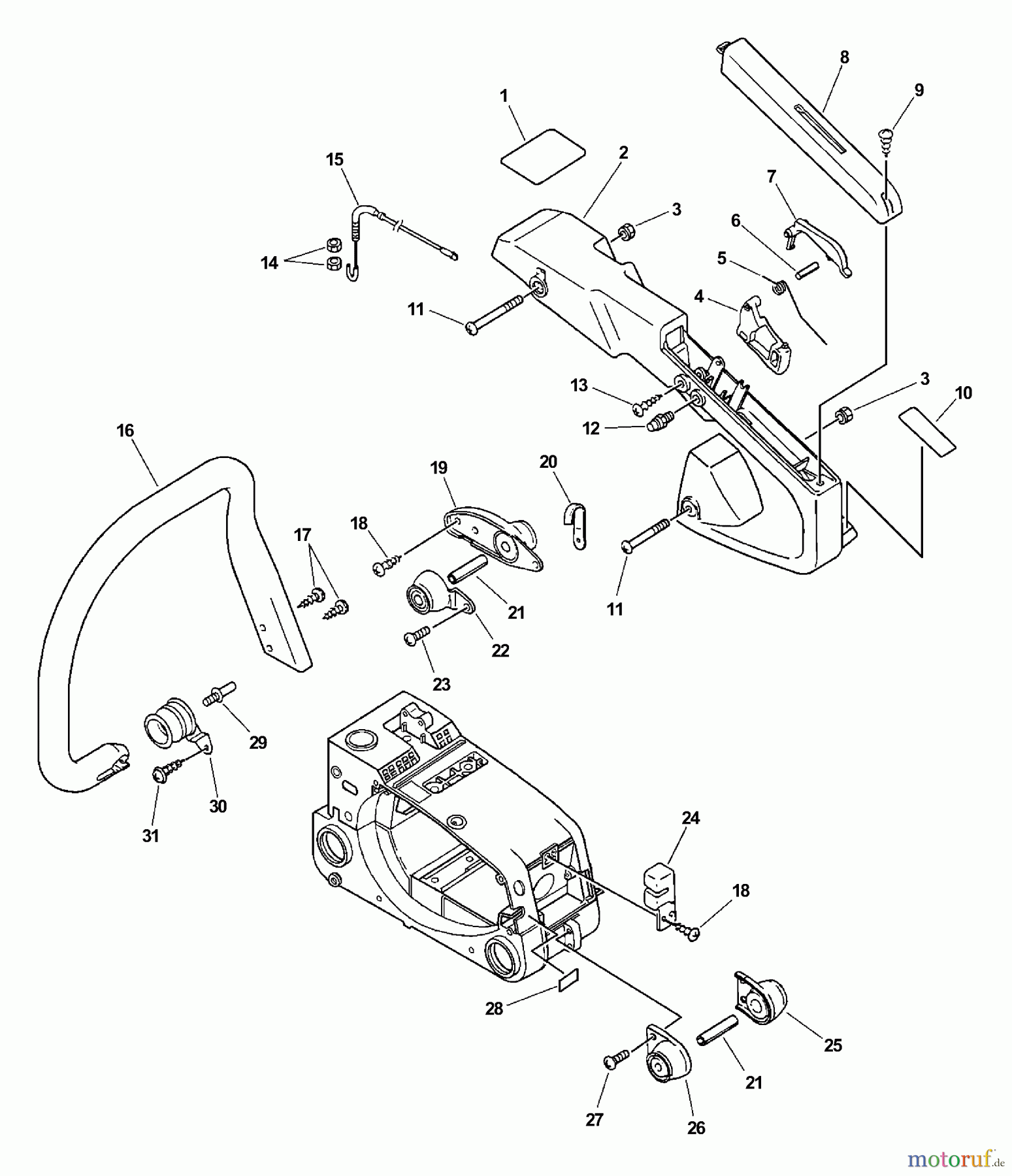 Echo Sägen, Kettensägen CS-346 - Echo Chainsaw, S/N: 04001001 - 04999999 Handles, Throttle Control