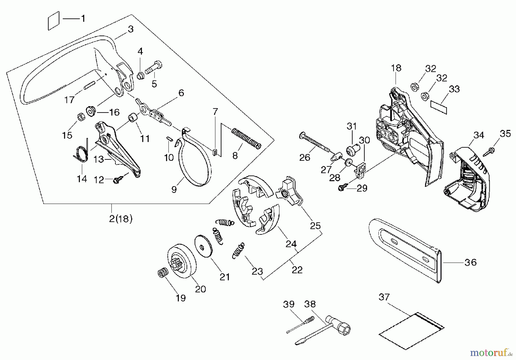Echo Sägen, Kettensägen CS-350TES - Echo Chainsaw, S/N: C24126001001 - C24126999999 Chain Brake, Clutch Cover