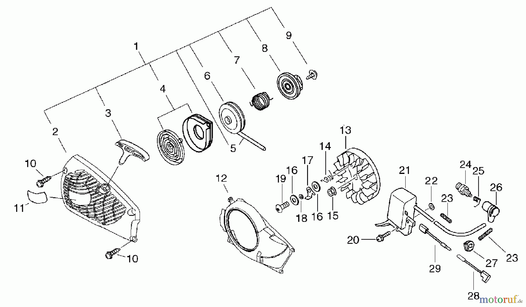 Echo Sägen, Kettensägen CS-350TES - Echo Chainsaw, S/N: C24126001001 - C24126999999 Flywheel, Ignition, Starter