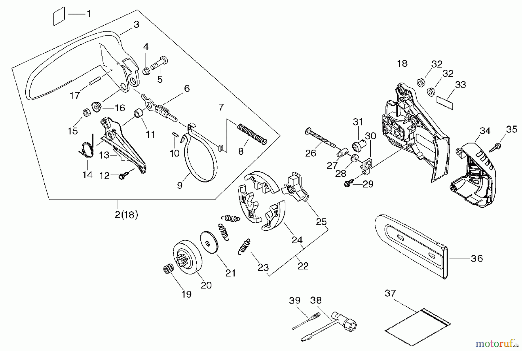 Echo Sägen, Kettensägen CS-350TES - Echo Chainsaw, Chain Brake, Clutch Cover