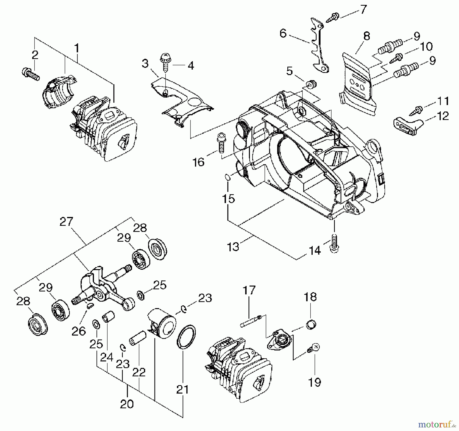 Echo Sägen, Kettensägen CS-350TES - Echo Chainsaw, Engine, Engine Housing