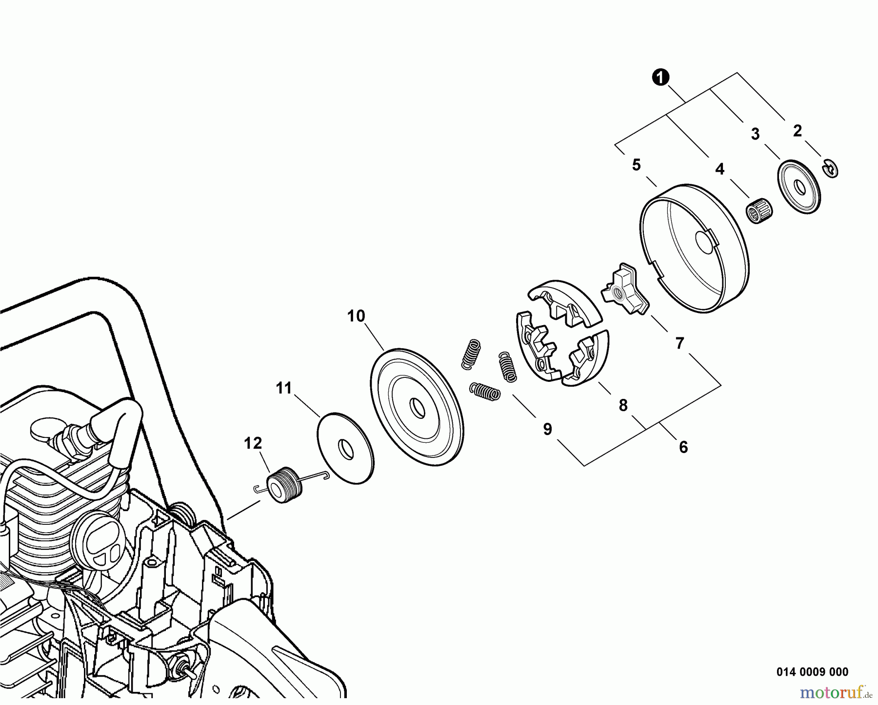Echo Sägen, Kettensägen CS-352 - Echo Chainsaw, S/N: C19612001001 - C19612999999 Clutch