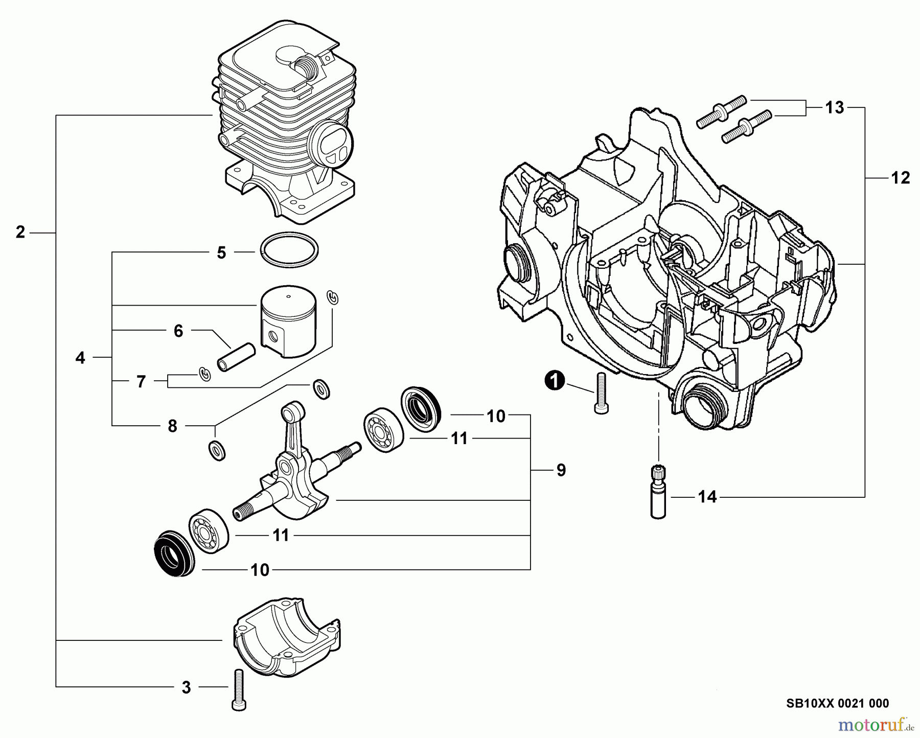 Echo Sägen, Kettensägen CS-352 - Echo Chainsaw, S/N: C19813001001 - C19813999999 Engine, Engine Housing