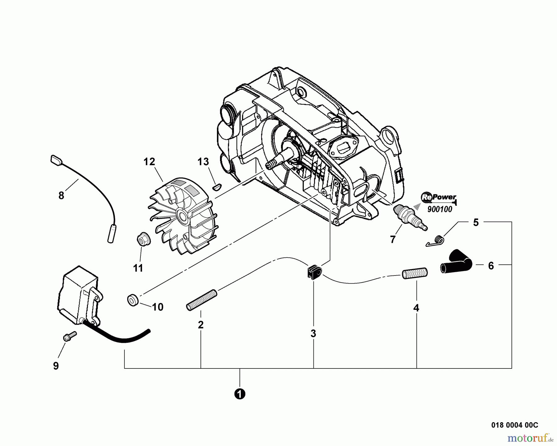 Echo Sägen, Kettensägen CS-360T - Echo Chainsaw, S/N: 10001001 - 10999999 Ignition