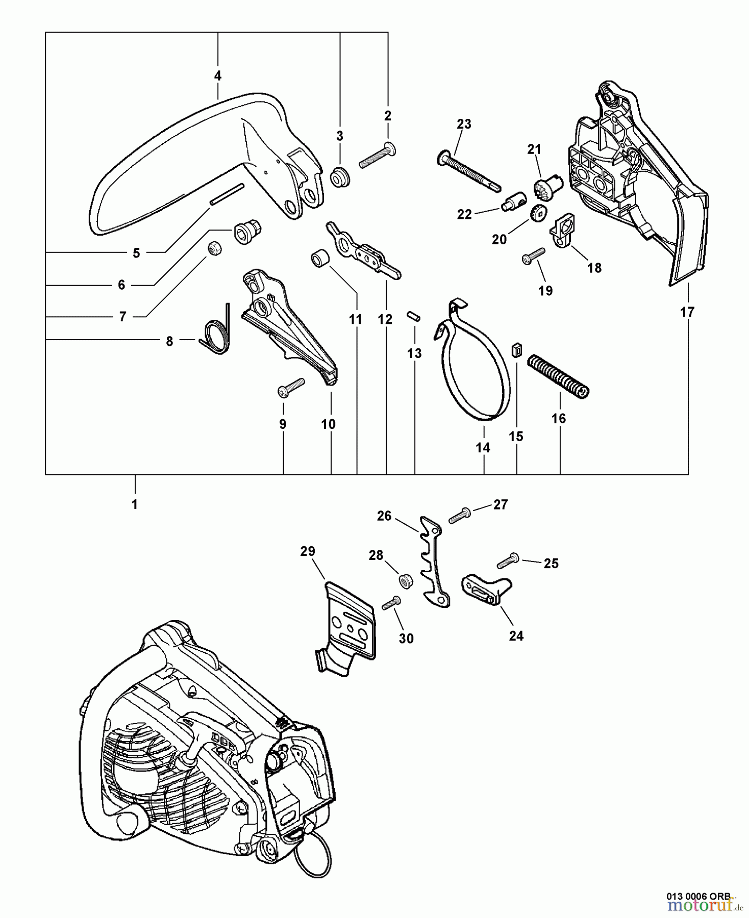 Echo Sägen, Kettensägen CS-330T - Echo Chainsaw, S/N: C04212001001 - C04212999999 Chain Brake