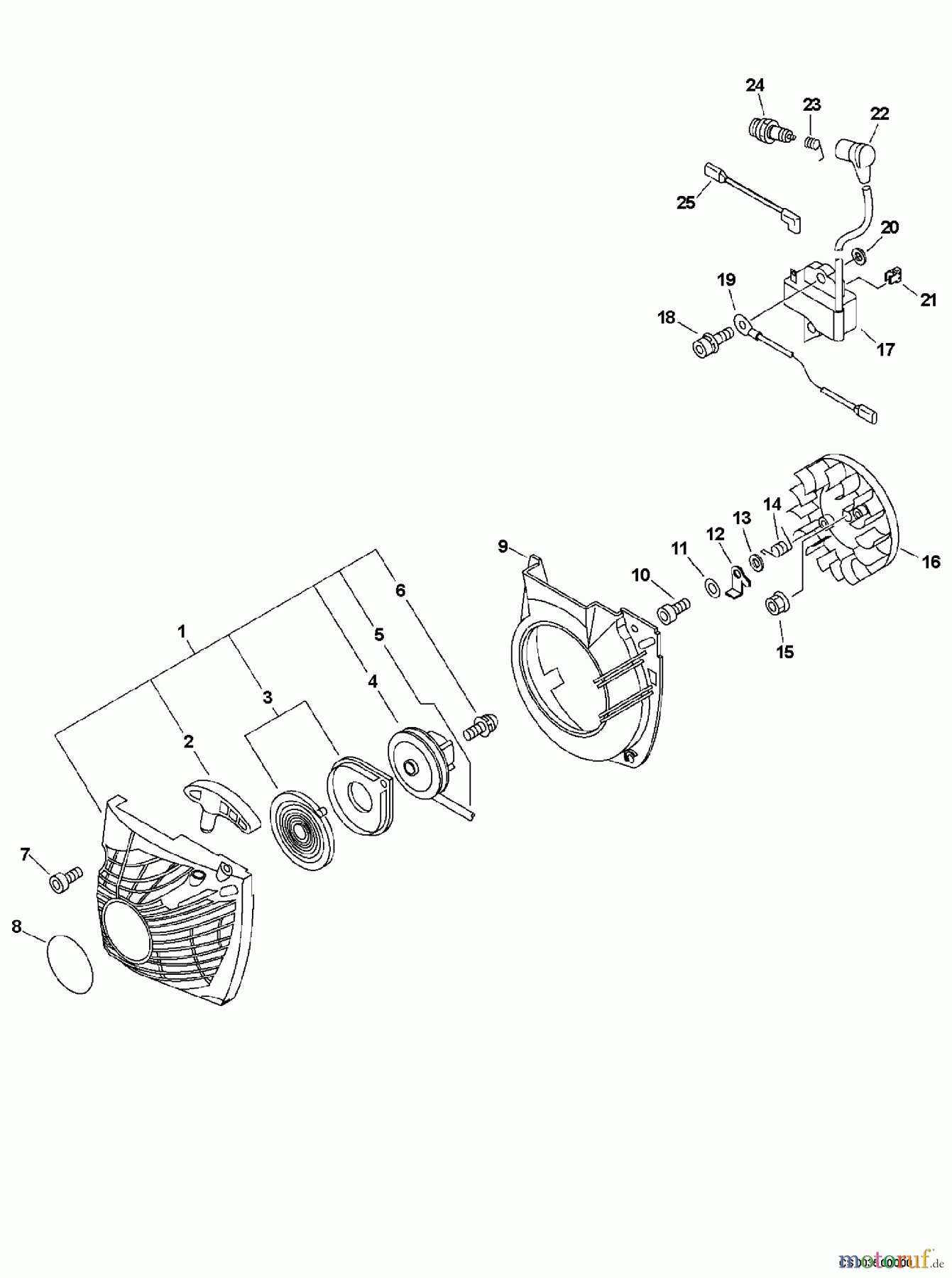 Echo Sägen, Kettensägen CS-370 - Echo Chainsaw, S/N: 09001001 - 09999999 Ignition, Starter
