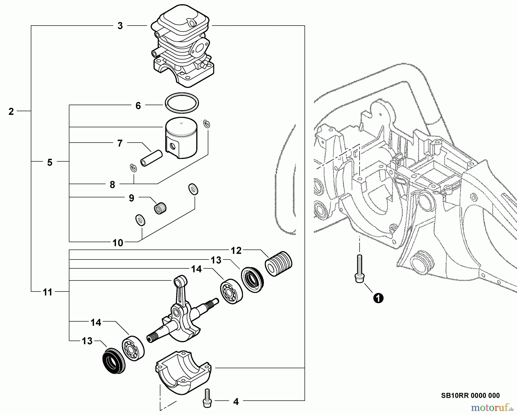 Echo Sägen, Kettensägen CS-370F S/N: C27512001001 - C27512999999 Engine, Short Block -- SB10RR