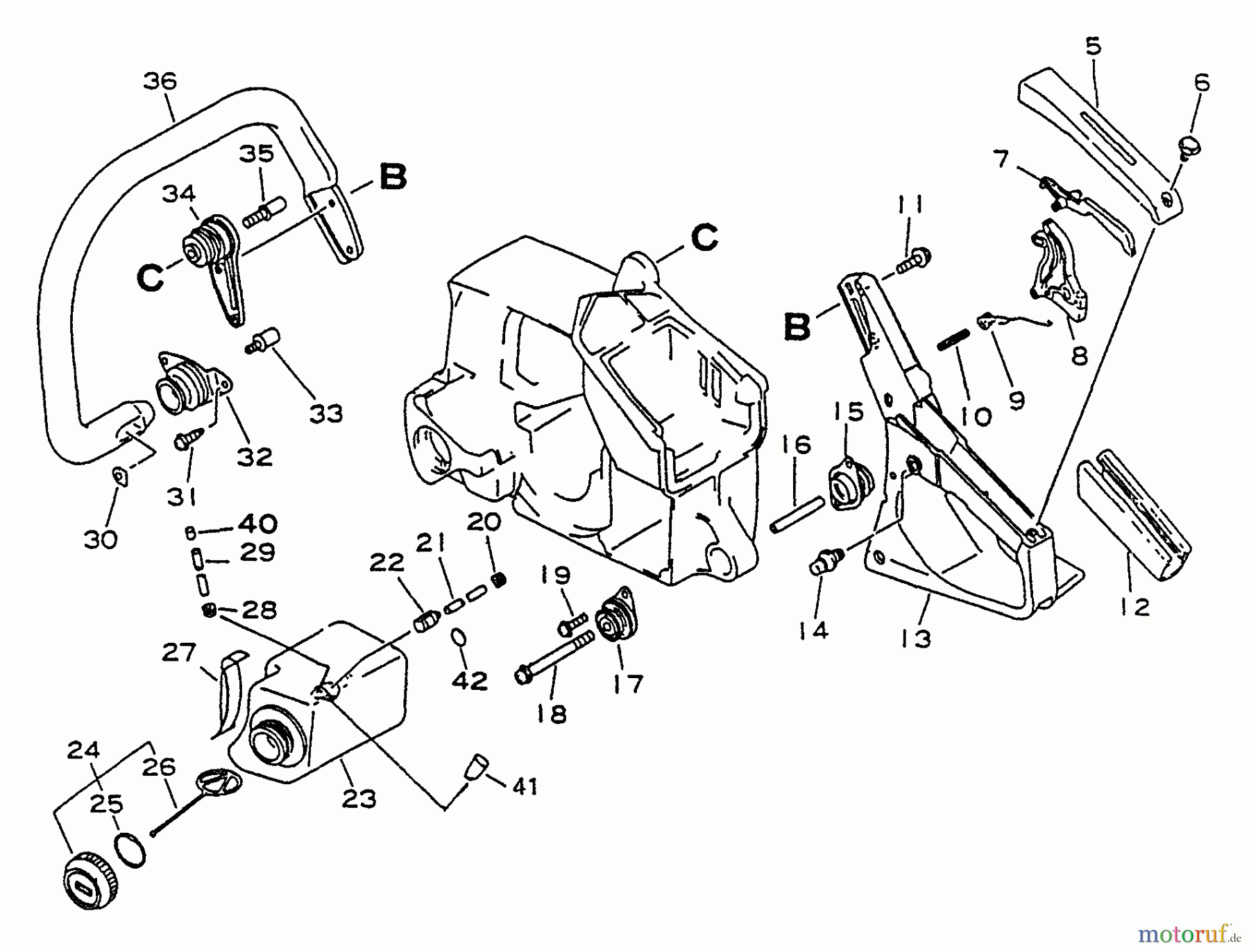 Echo Sägen, Kettensägen CS-3900 - Echo Chainsaw Handles, Fuel System